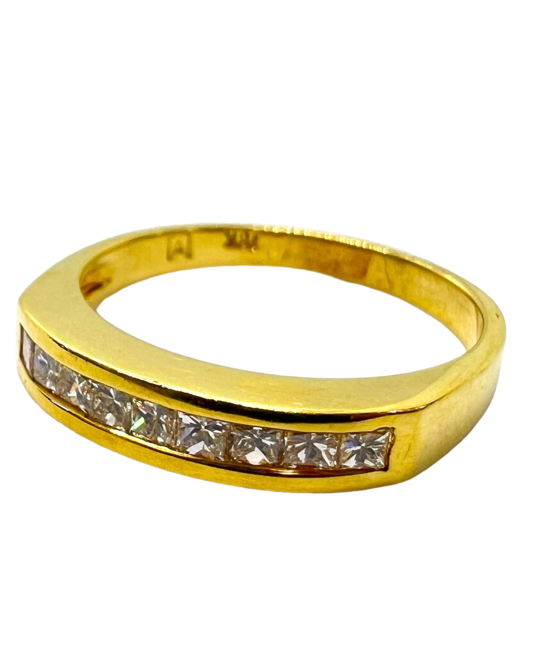 18K yellow gold band ring with square cut diamonds that weigh 0.54 carat.

Sophia D by Joseph Dardashti LTD has been known worldwide for 35 years and are inspired by classic Art Deco design that merges with modern manufacturing techniques.  