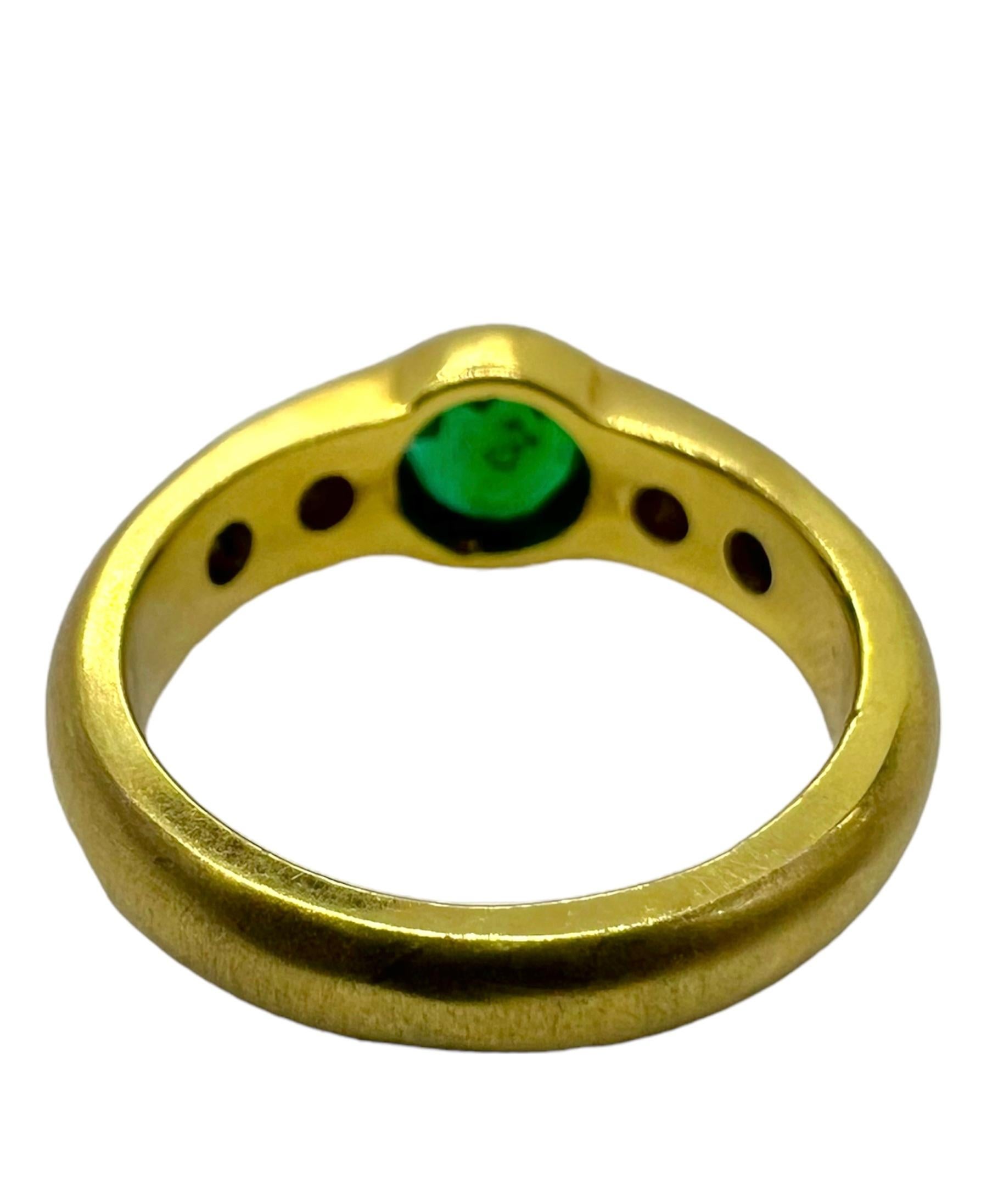 Art Deco Sophia D. 18K Yellow Gold Diamond & Emerald Ring For Sale