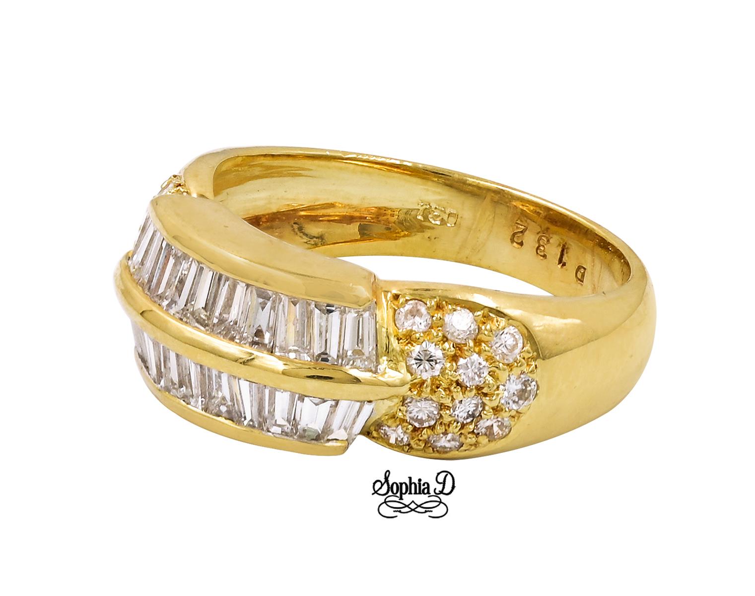 18K yellow gold ring with emerald cut diamonds and round cut diamonds.

Sophia D by Joseph Dardashti LTD has been known worldwide for 35 years and are inspired by classic Art Deco design that merges with modern manufacturing techniques.  