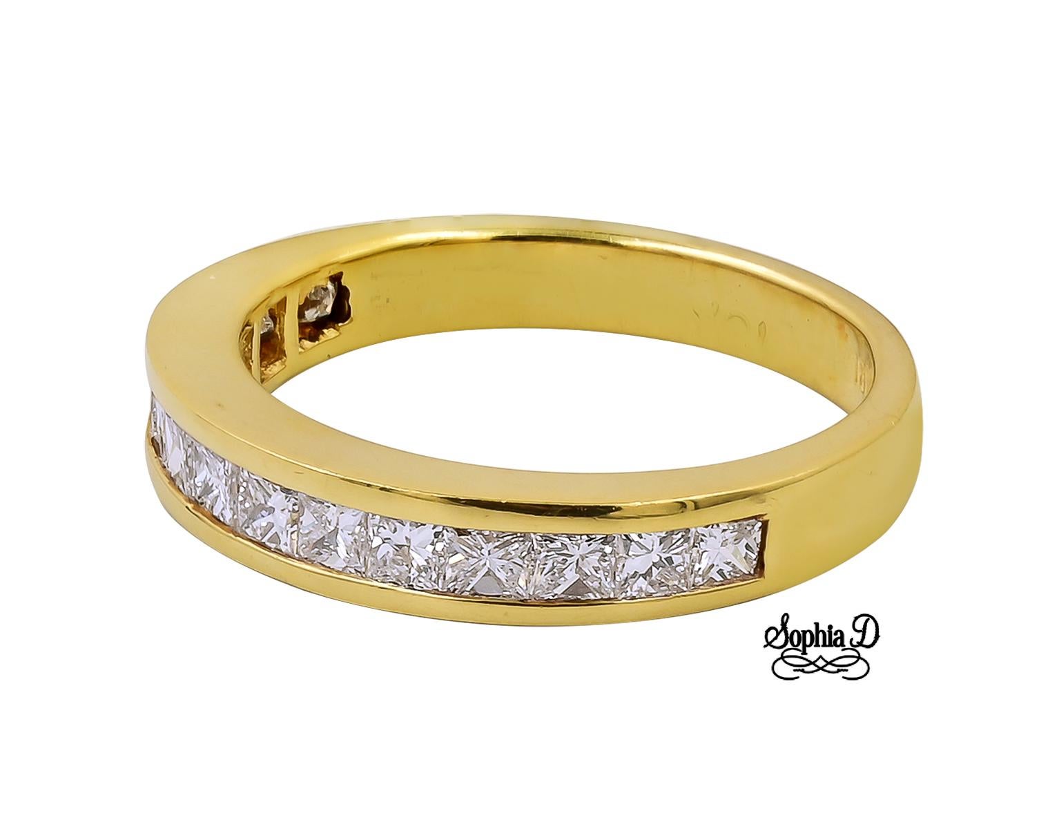 18K yellow gold ring with square cut diamonds.

Sophia D by Joseph Dardashti LTD has been known worldwide for 35 years and are inspired by classic Art Deco design that merges with modern manufacturing techniques.  