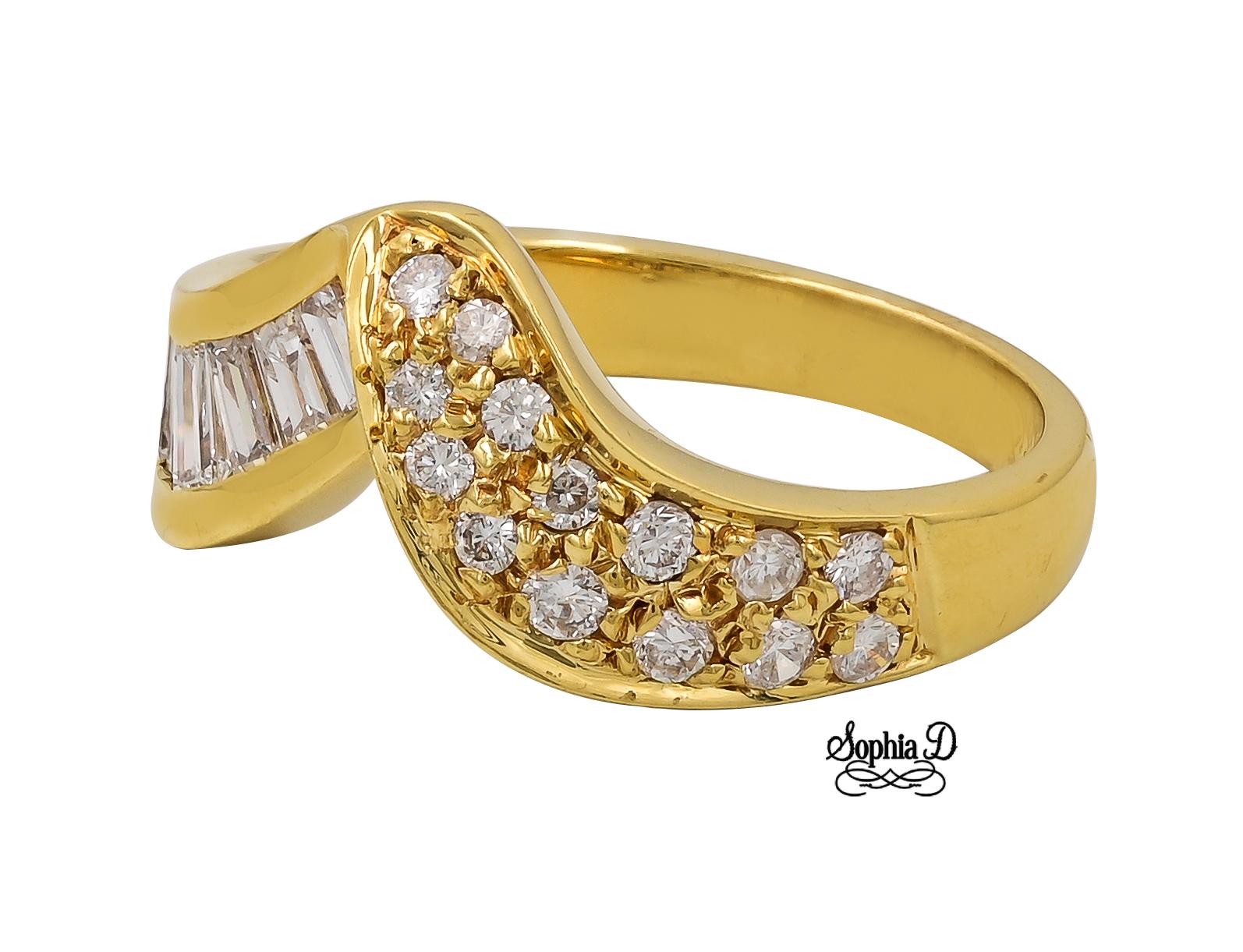 18K yellow gold ring with emerald cut diamonds and round diamonds.

Sophia D by Joseph Dardashti LTD has been known worldwide for 35 years and are inspired by classic Art Deco design that merges with modern manufacturing techniques.  