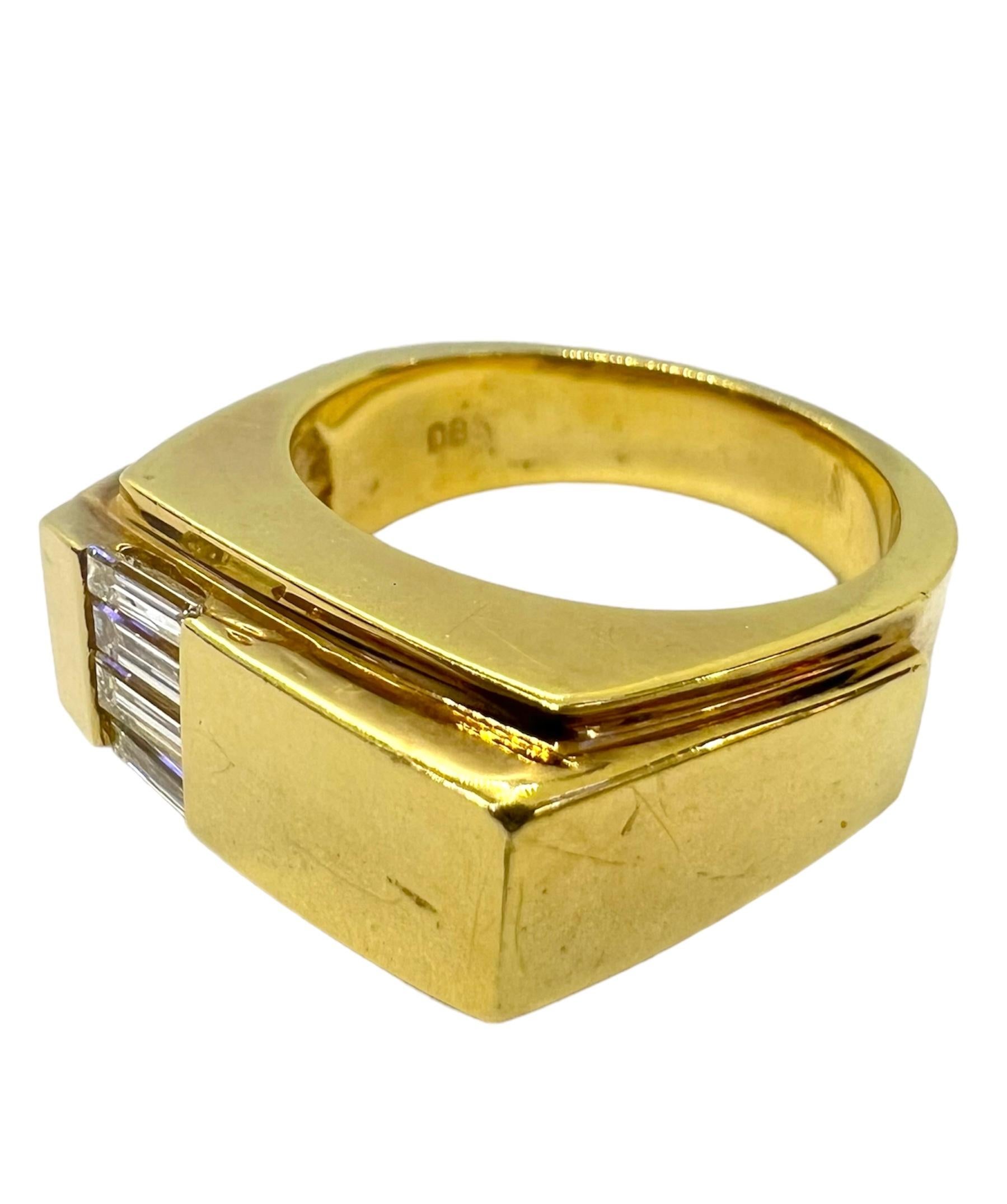 18K yellow gold ring with baguette cut diamonds.

Sophia D by Joseph Dardashti LTD has been known worldwide for 35 years and are inspired by classic Art Deco design that merges with modern manufacturing techniques.   