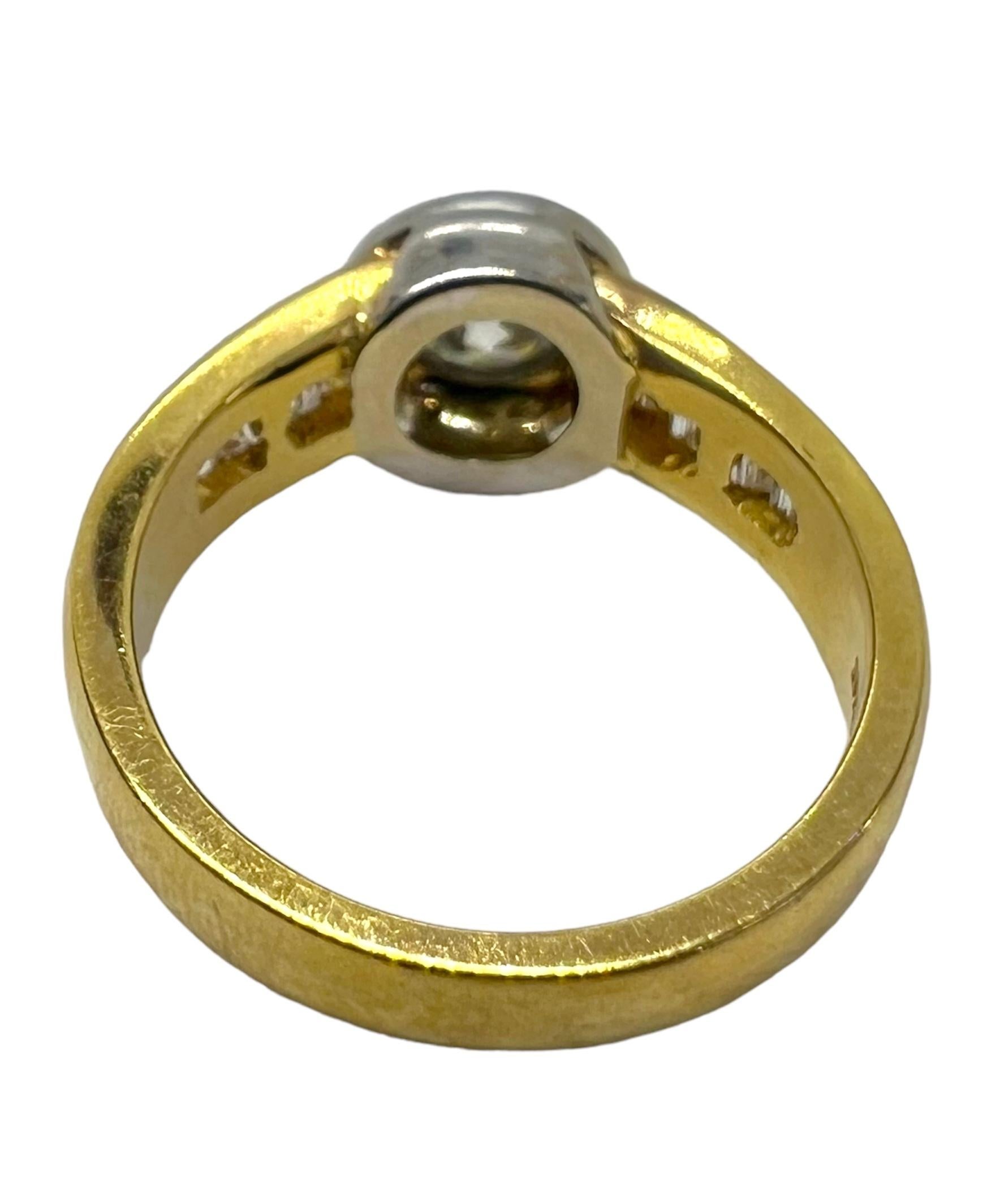 Art Deco Sophia D. 18K Yellow Gold Bezel Set Diamond Ring
