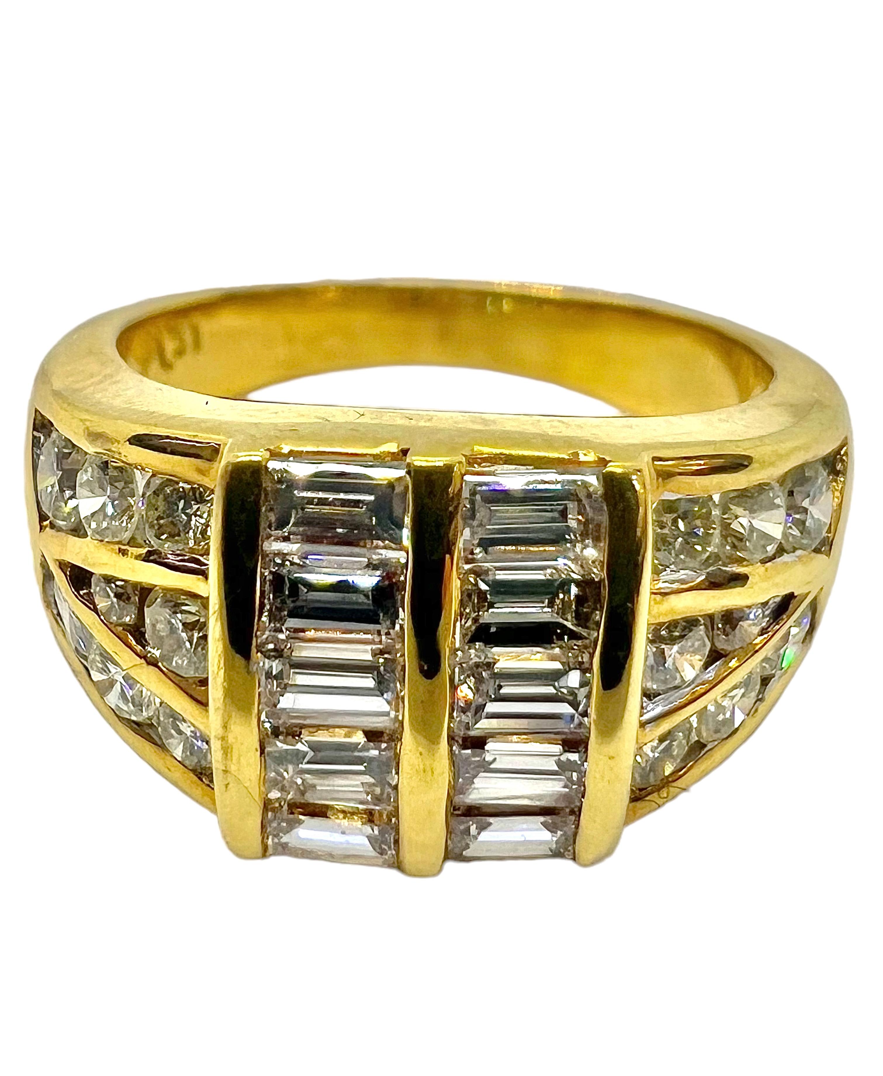 Emerald Cut Sophia D. 18K Yellow Gold Diamond Ring For Sale