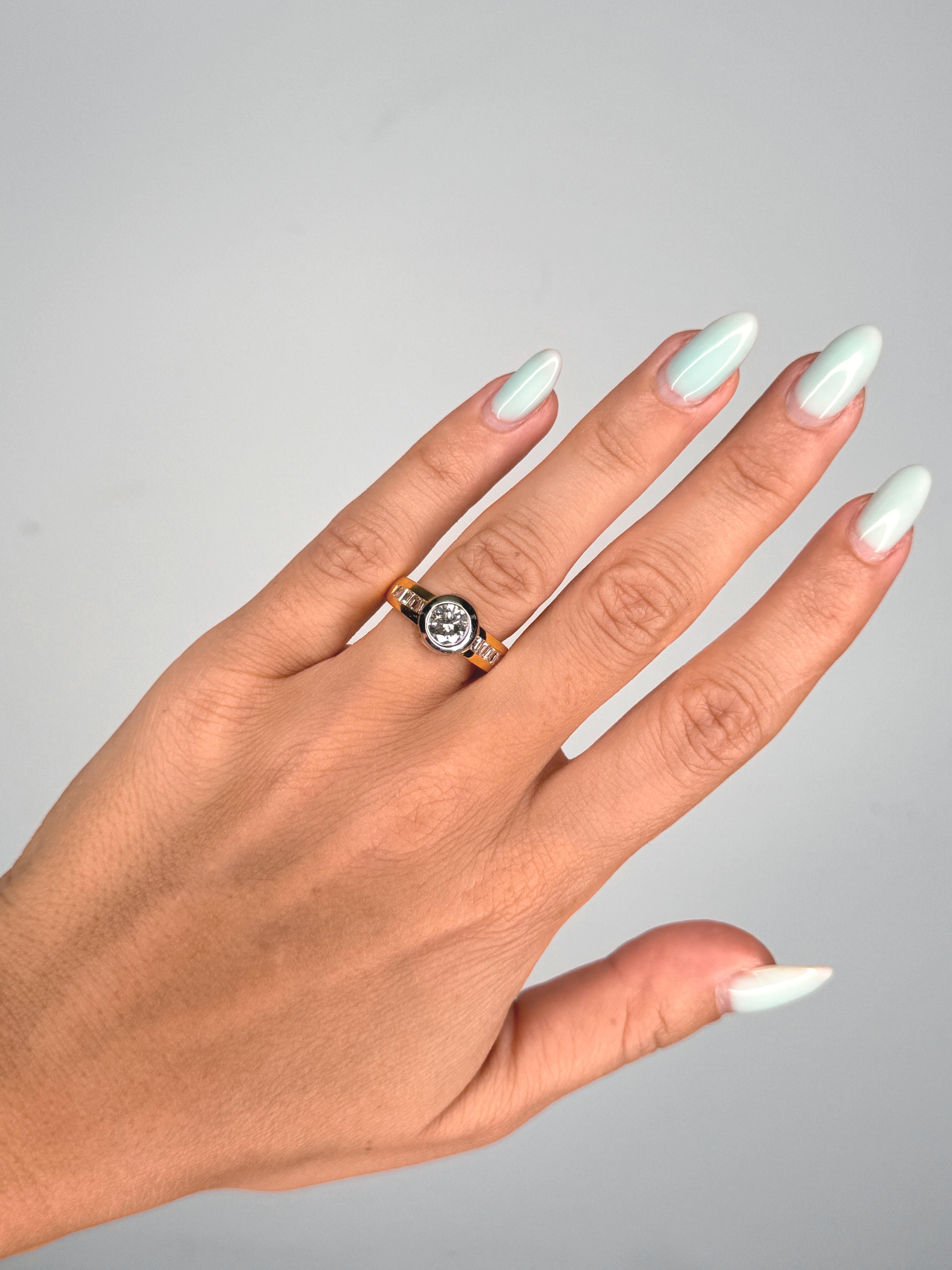 Round Cut Sophia D. 18K Yellow Gold Bezel Set Diamond Ring