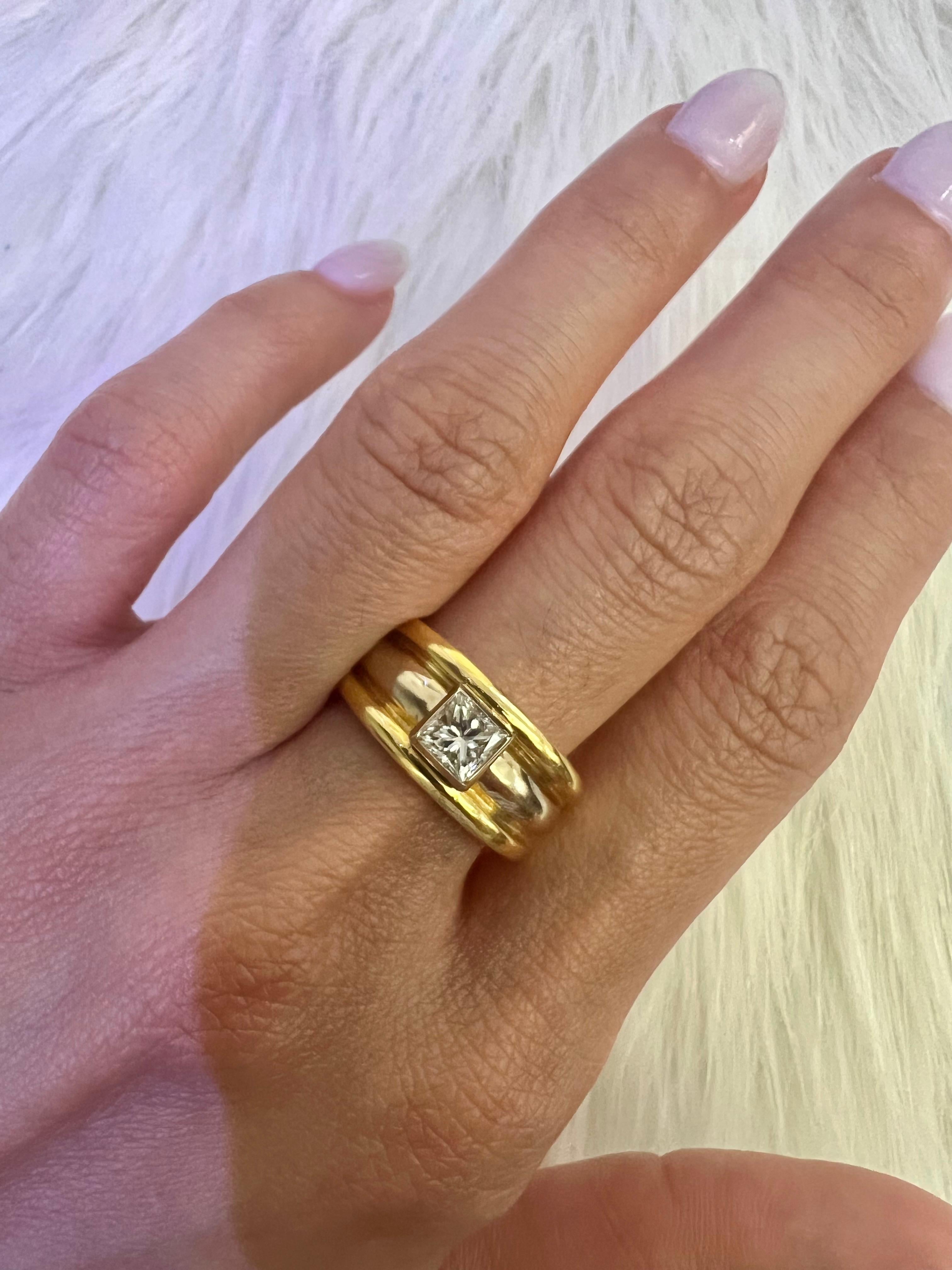 Square Cut Sophia D. 18K Yellow Gold Diamond Ring For Sale