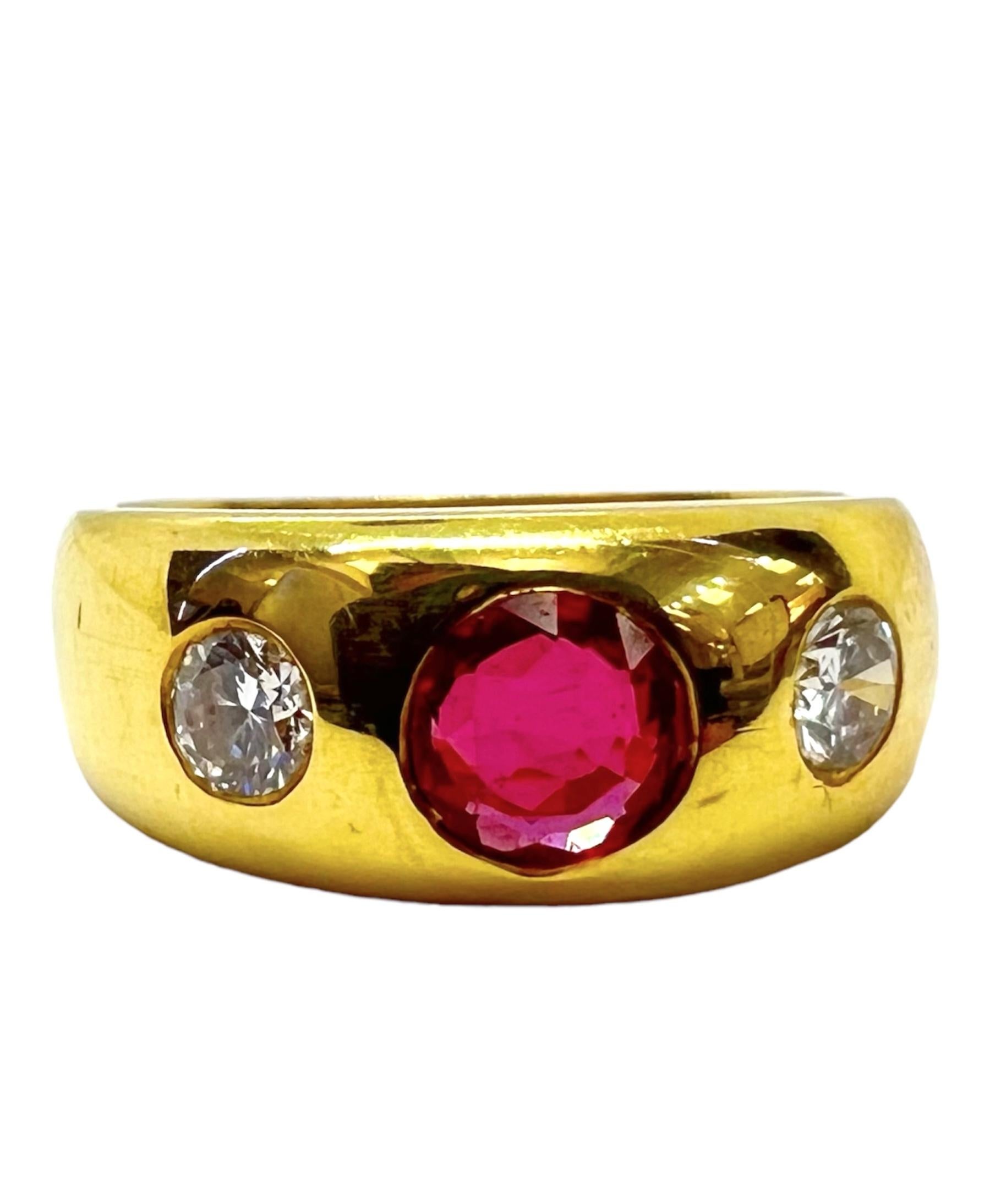 18K yellow gold ring with 2 round cut diamond and ruby.

Sophia D by Joseph Dardashti LTD has been known worldwide for 35 years and are inspired by classic Art Deco design that merges with modern manufacturing techniques. 