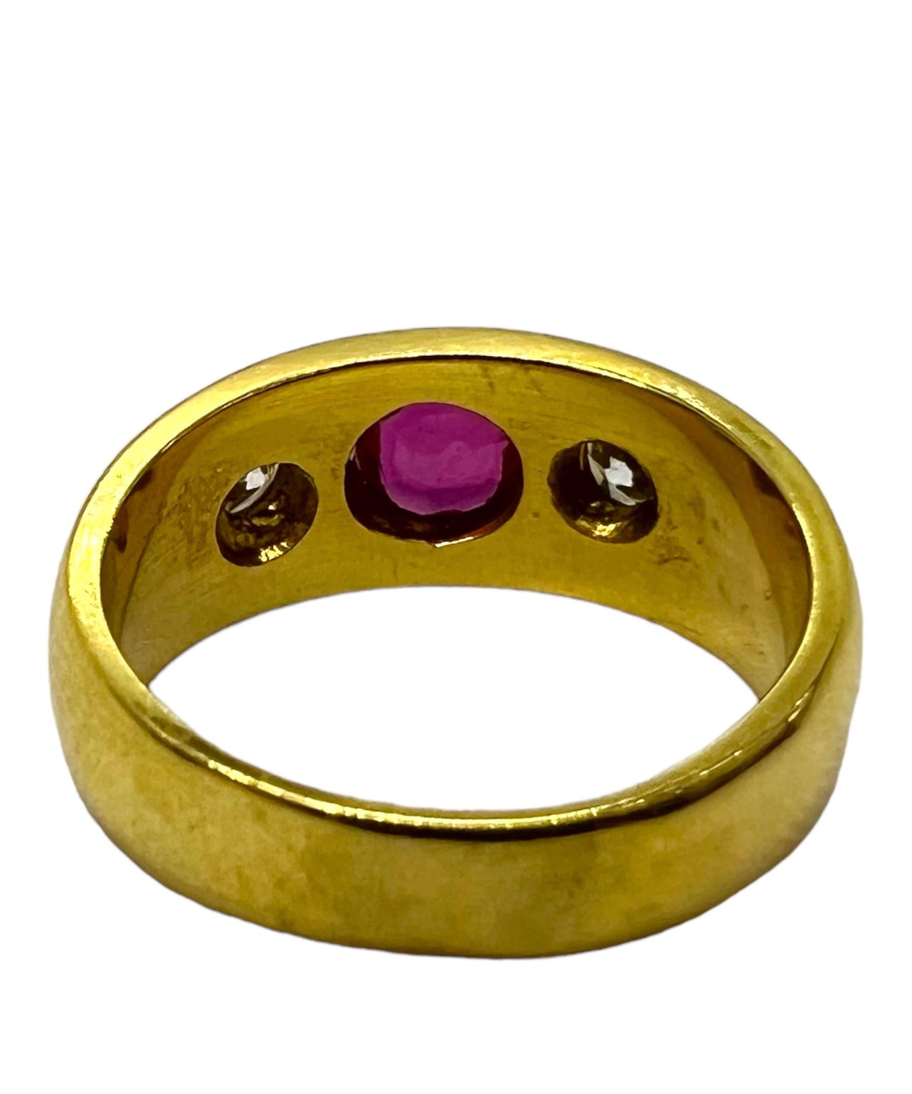 Art Deco Sophia D. 18K Yellow Gold Diamond & Ruby Ring For Sale