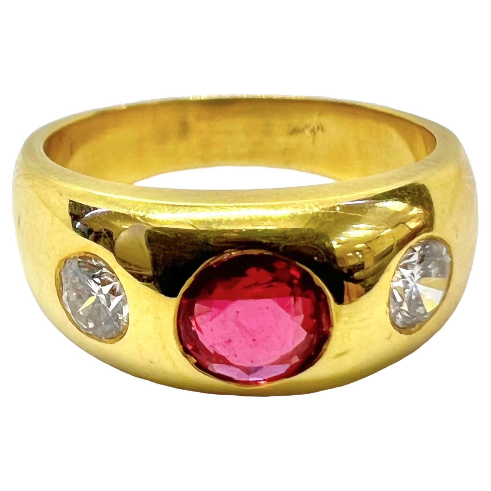 Sophia D. 18K Yellow Gold Diamond & Ruby Ring For Sale