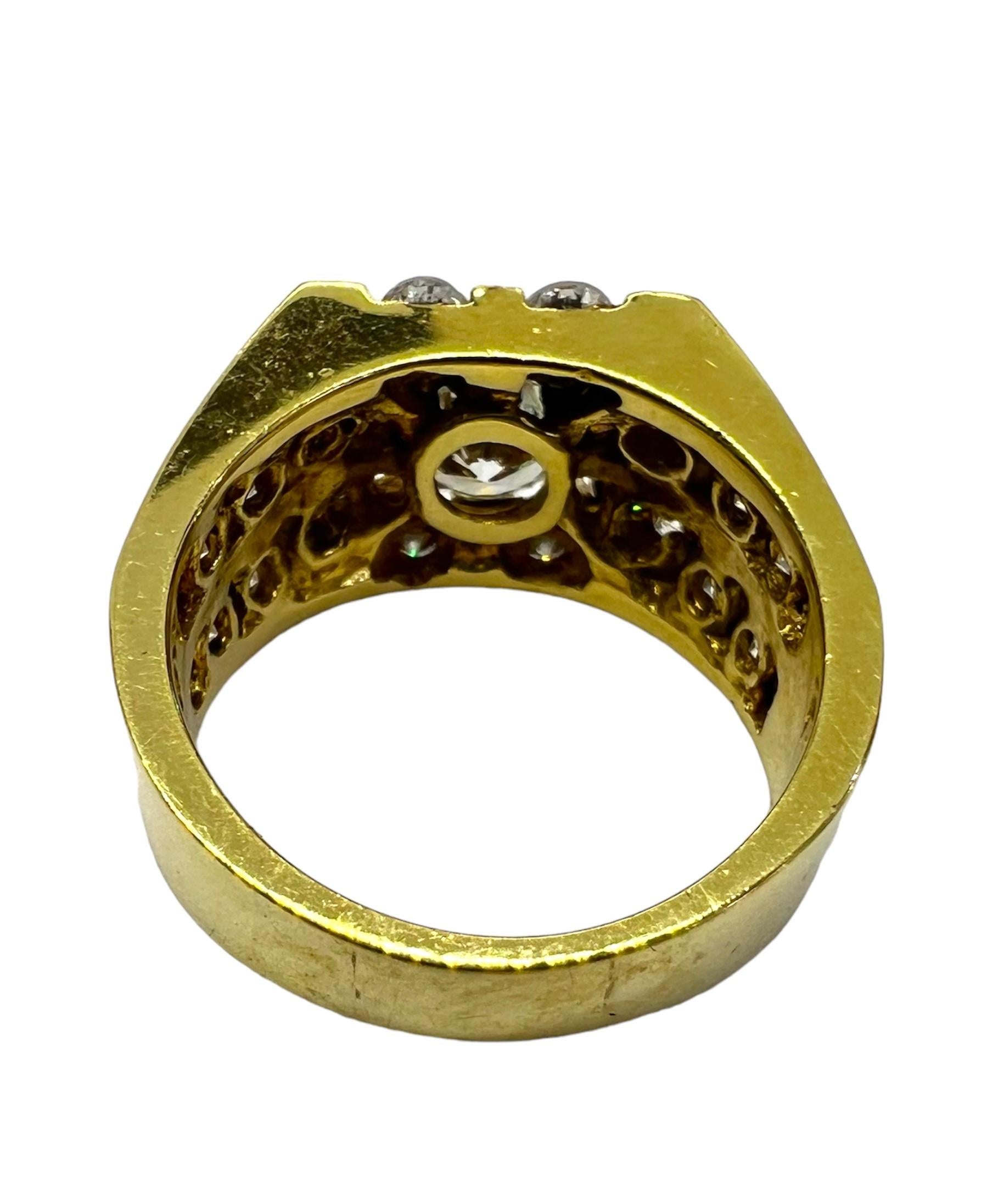 Round Cut Sophia D. 18K Yellow Gold Dome Ring with Diamonds For Sale