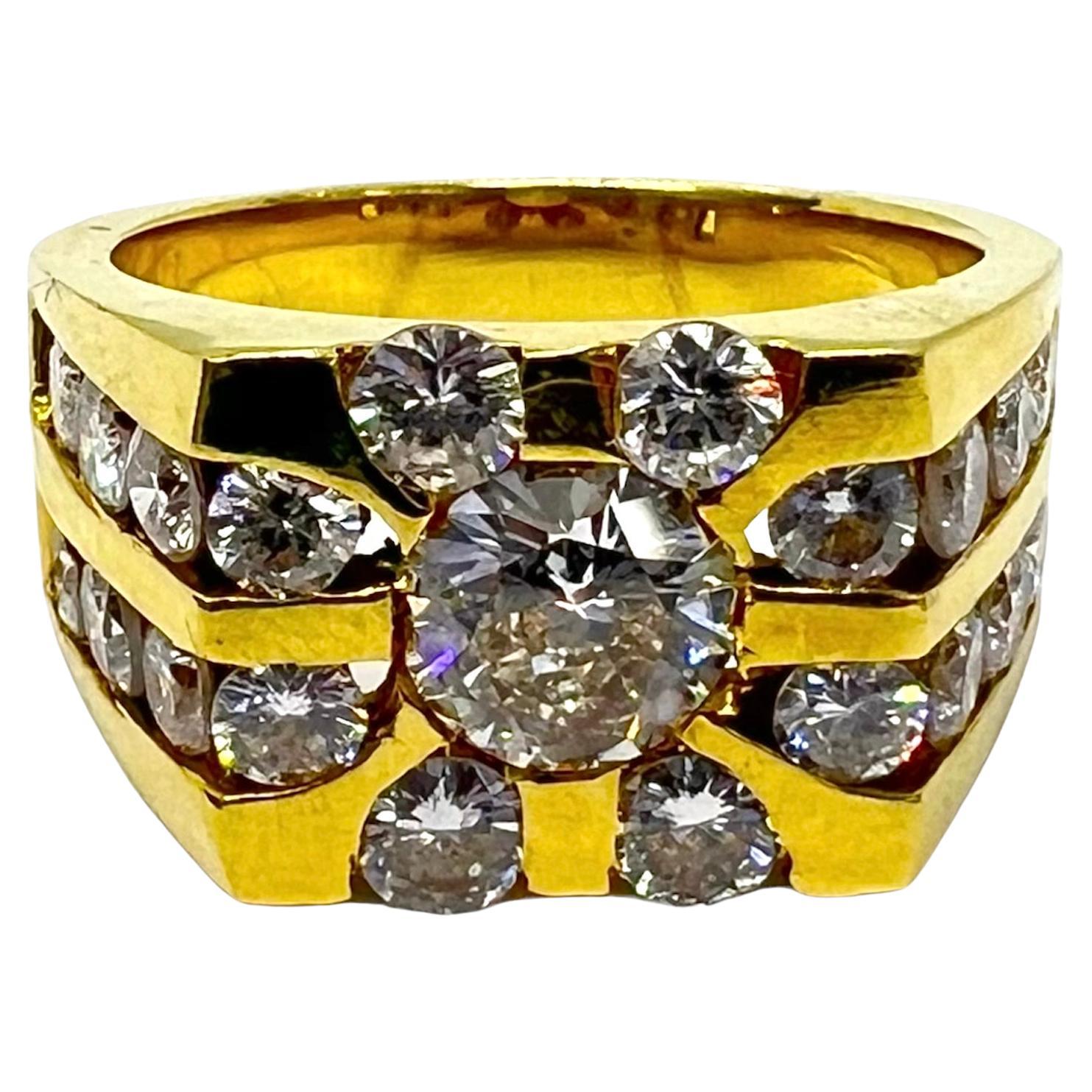 Sophia D. 18K Yellow Gold Dome Ring with Diamonds For Sale