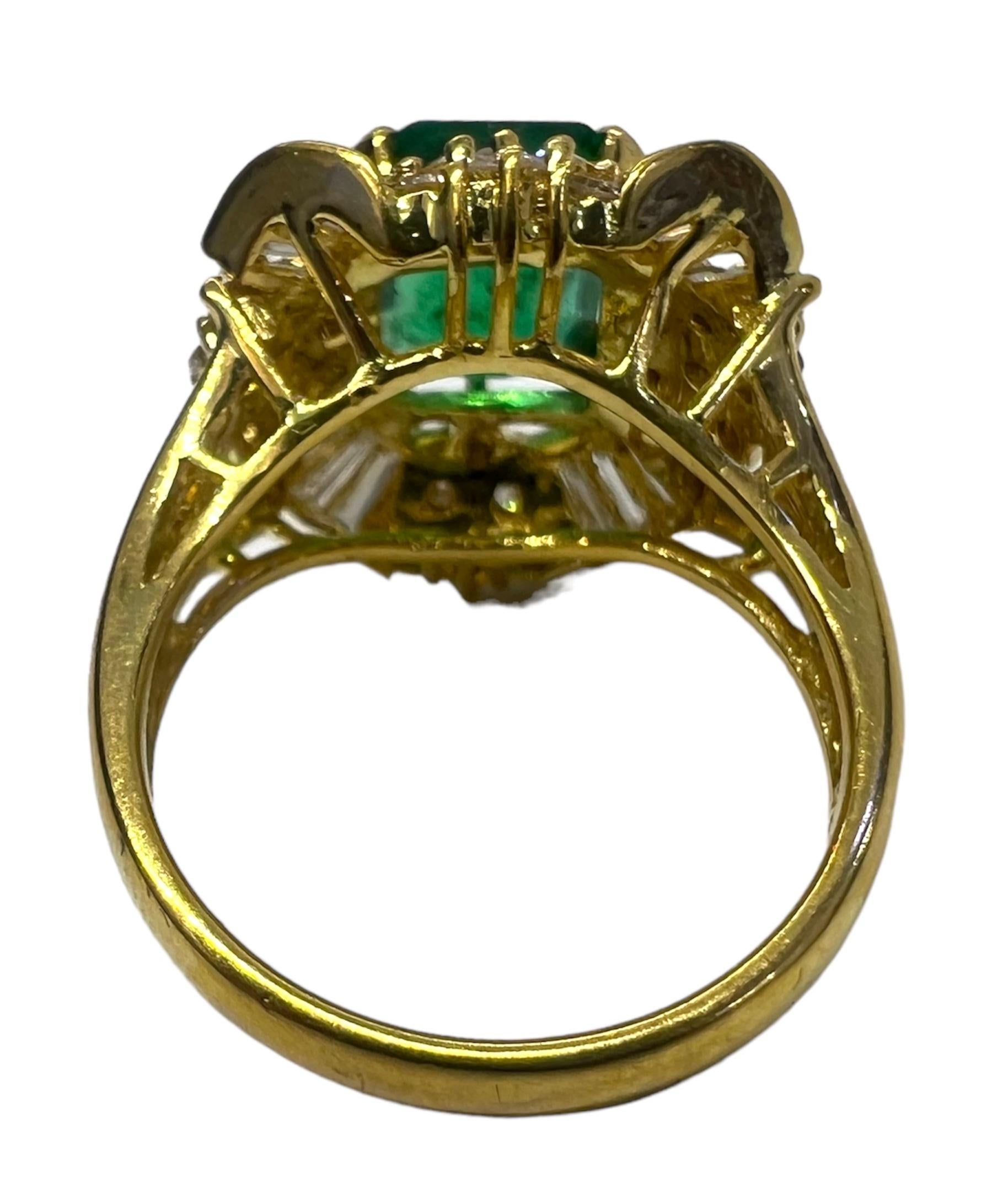 Art Deco Sophia D. 18K Yellow Gold Emerald and Diamond Ring For Sale