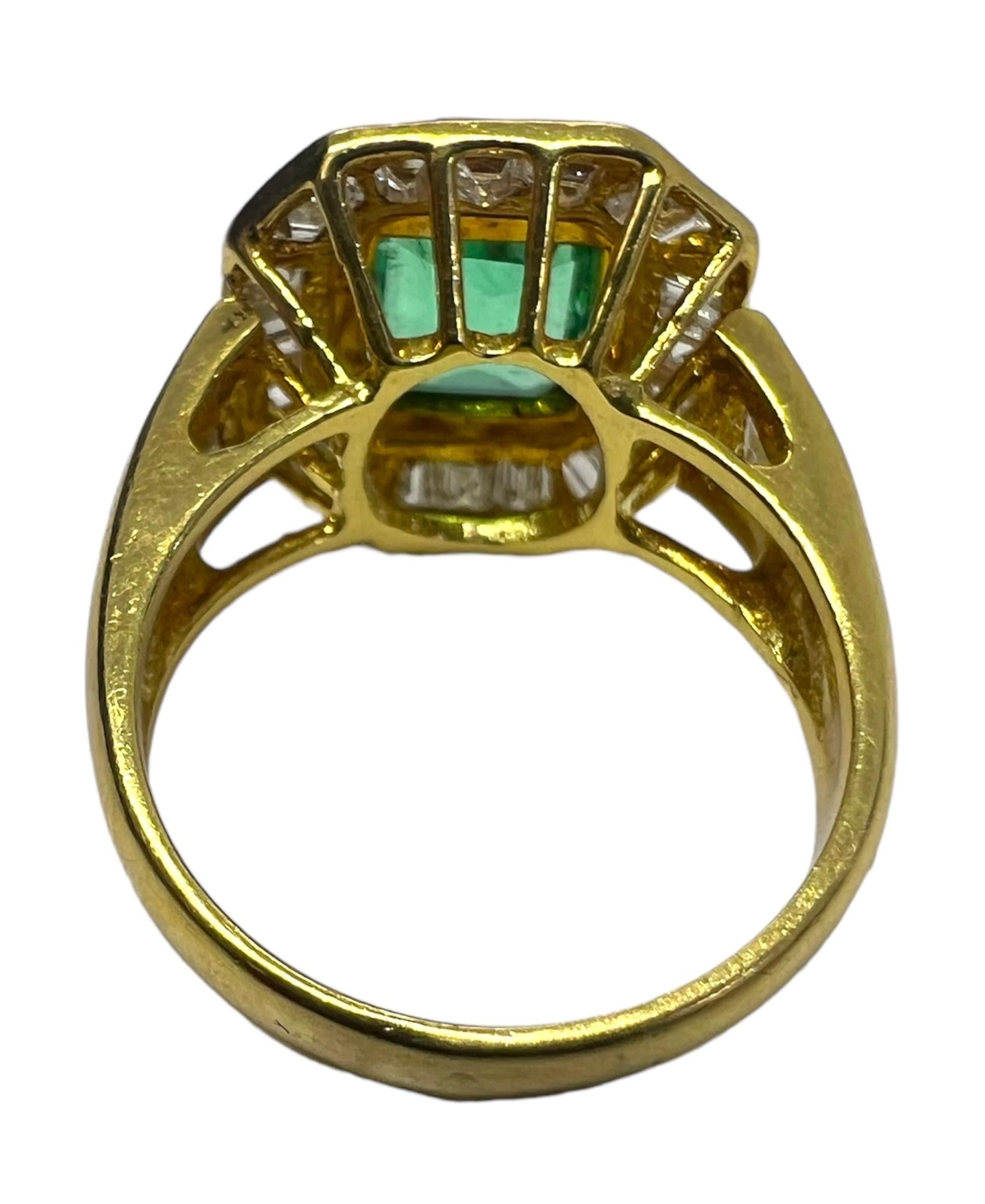 Art Deco Sophia D. 18K Yellow Gold Emerald and Diamond Ring For Sale
