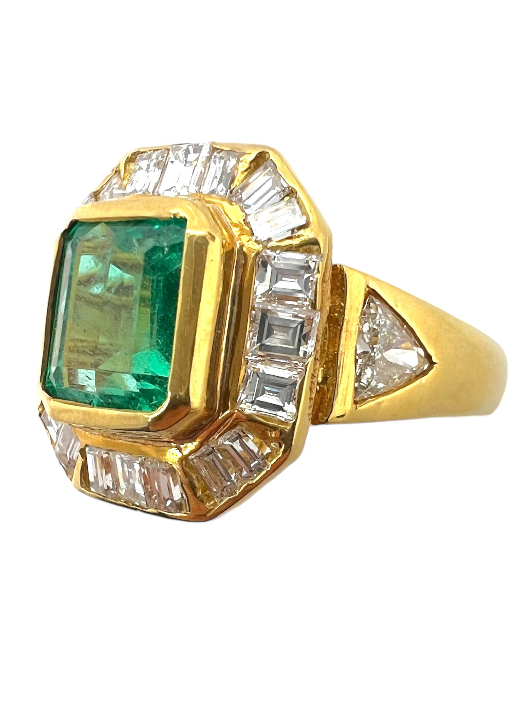 18K yellow gold ring with emerald and diamond.

Sophia D has been known world-wide for over 40 years because of its rich history of design and quality craftsmanship. From art deco to antique reproduction, these timeless pieces, when merged with