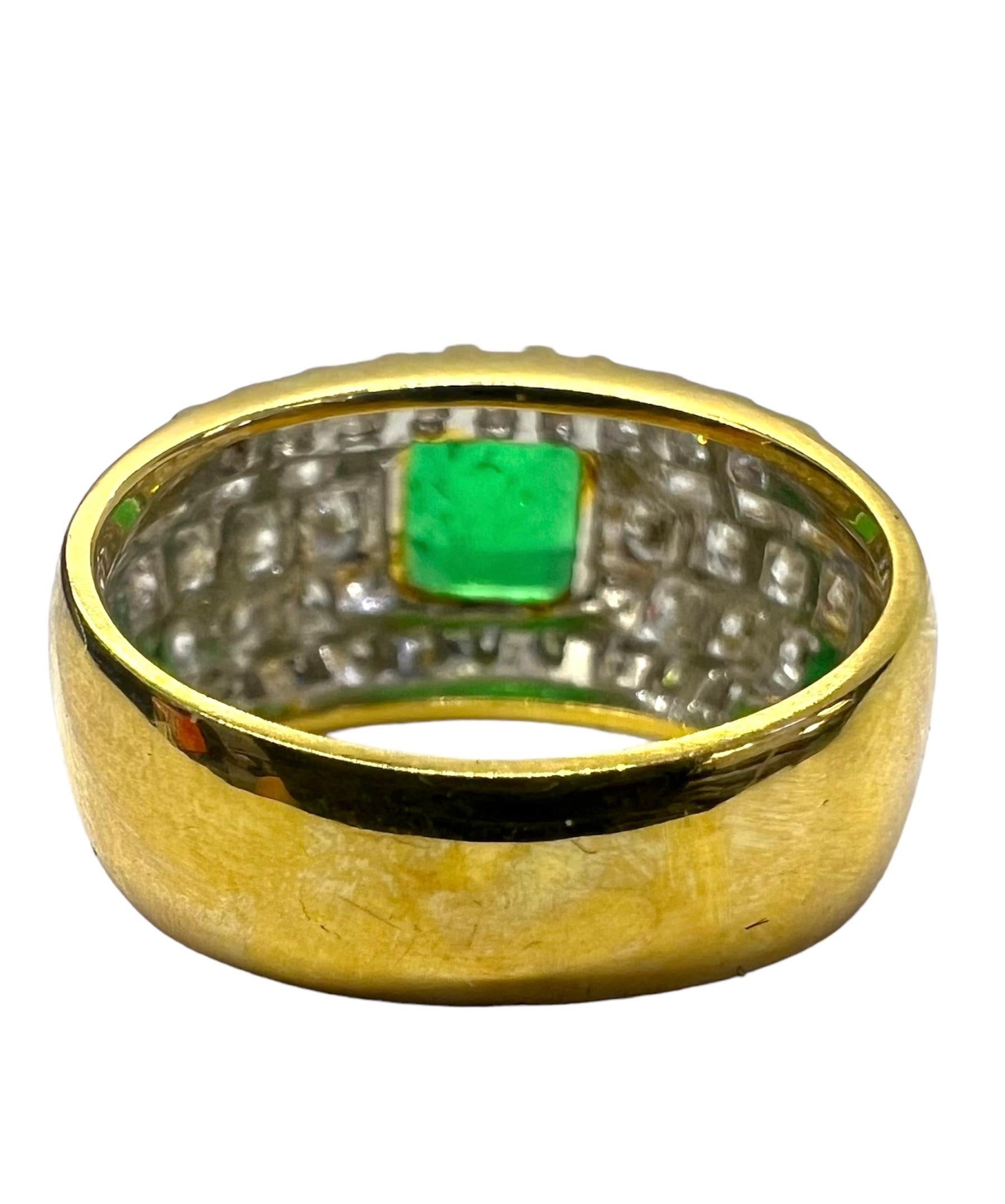 Sophia D. Ring aus 18 Karat Gelbgold mit Smaragd und Diamant (Smaragdschliff) im Angebot