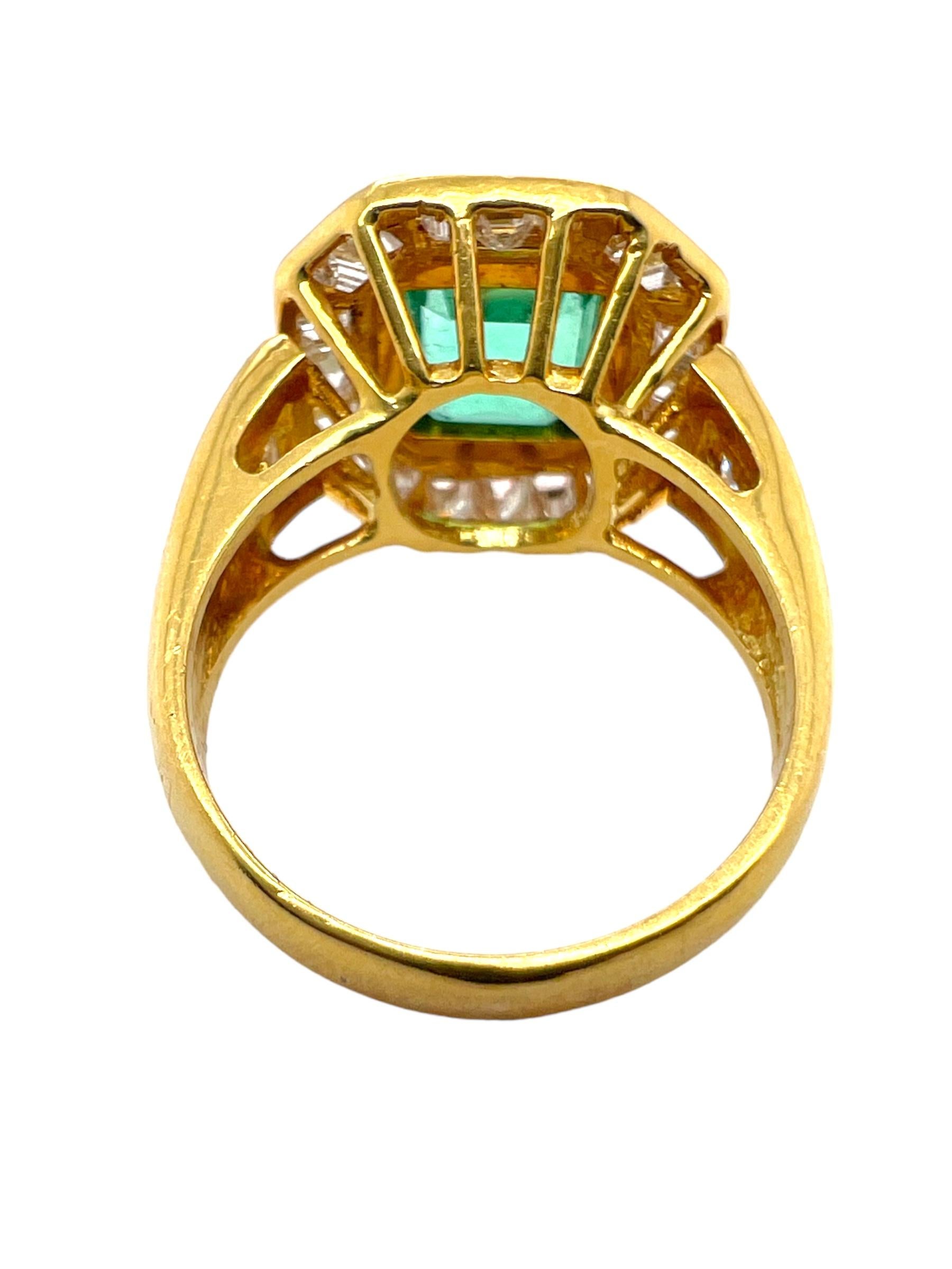 Art Deco Sophia D. 18K Yellow Gold Emerald and Diamond Ring