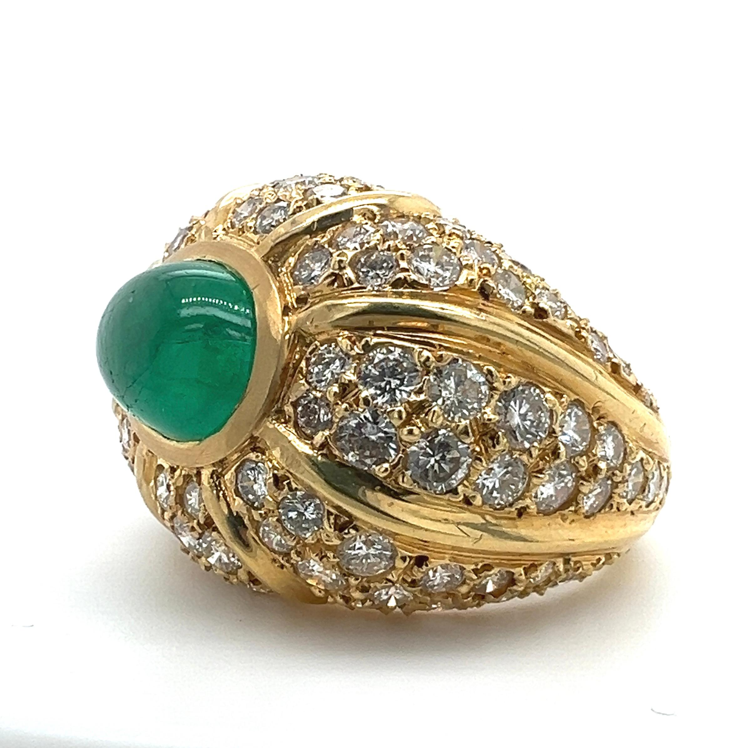 Sophia D. Ring aus 18 Karat Gelbgold mit Smaragd und Diamant  (Art déco) im Angebot