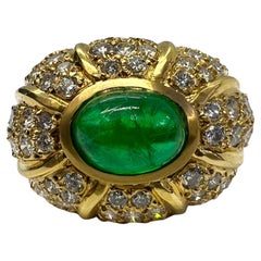 Sophia D. Ring aus 18 Karat Gelbgold mit Smaragd und Diamant 