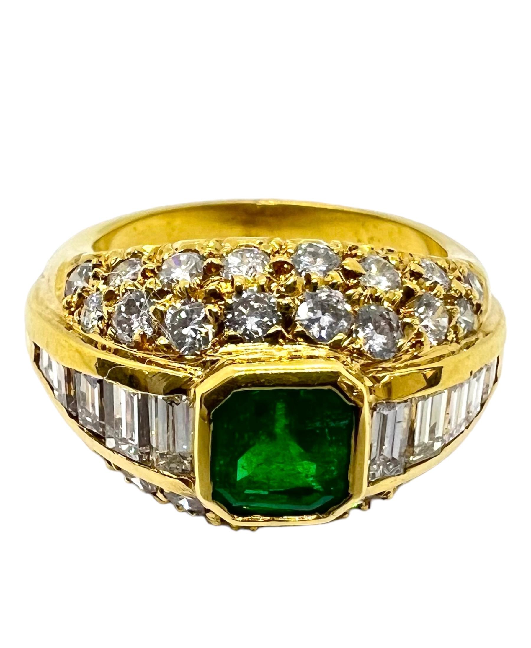 18K yellow gold ring with emerald center stone, accentuated with diamonds.

Sophia D by Joseph Dardashti LTD has been known worldwide for 35 years and are inspired by classic Art Deco design that merges with modern manufacturing techniques.  