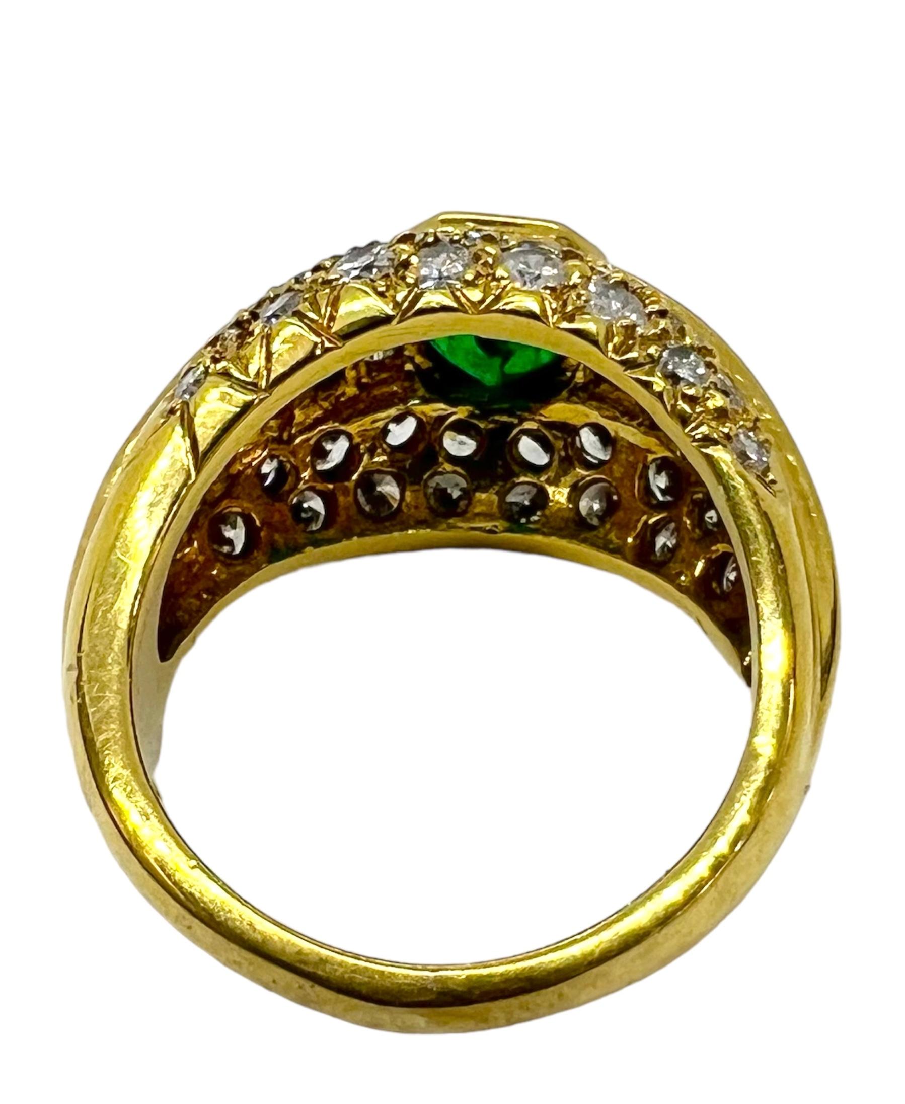 Emerald Cut Sophia D. 18K Yellow Gold Emerald Cardinal Ring For Sale