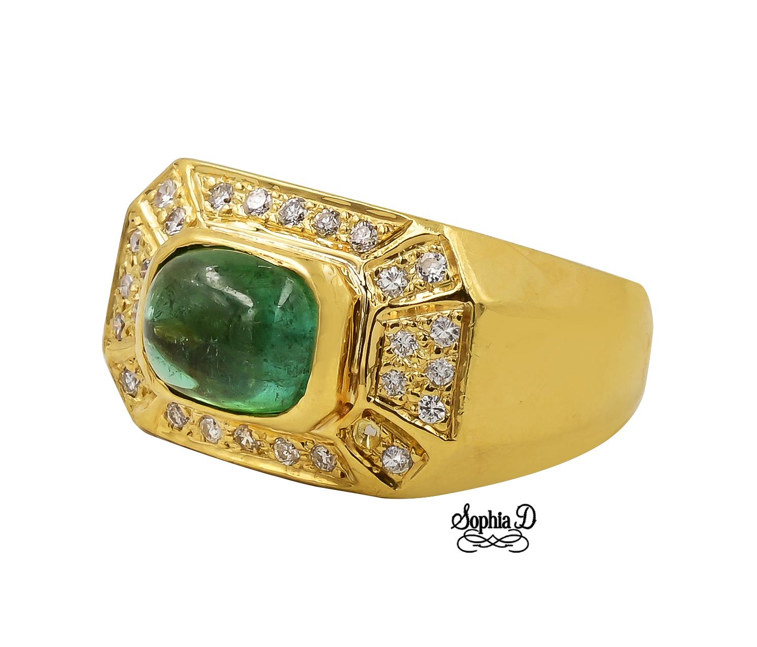 18K yellow gold ring with emerald and diamonds.

Sophia D by Joseph Dardashti LTD has been known worldwide for 35 years and are inspired by classic Art Deco design that merges with modern manufacturing techniques. 