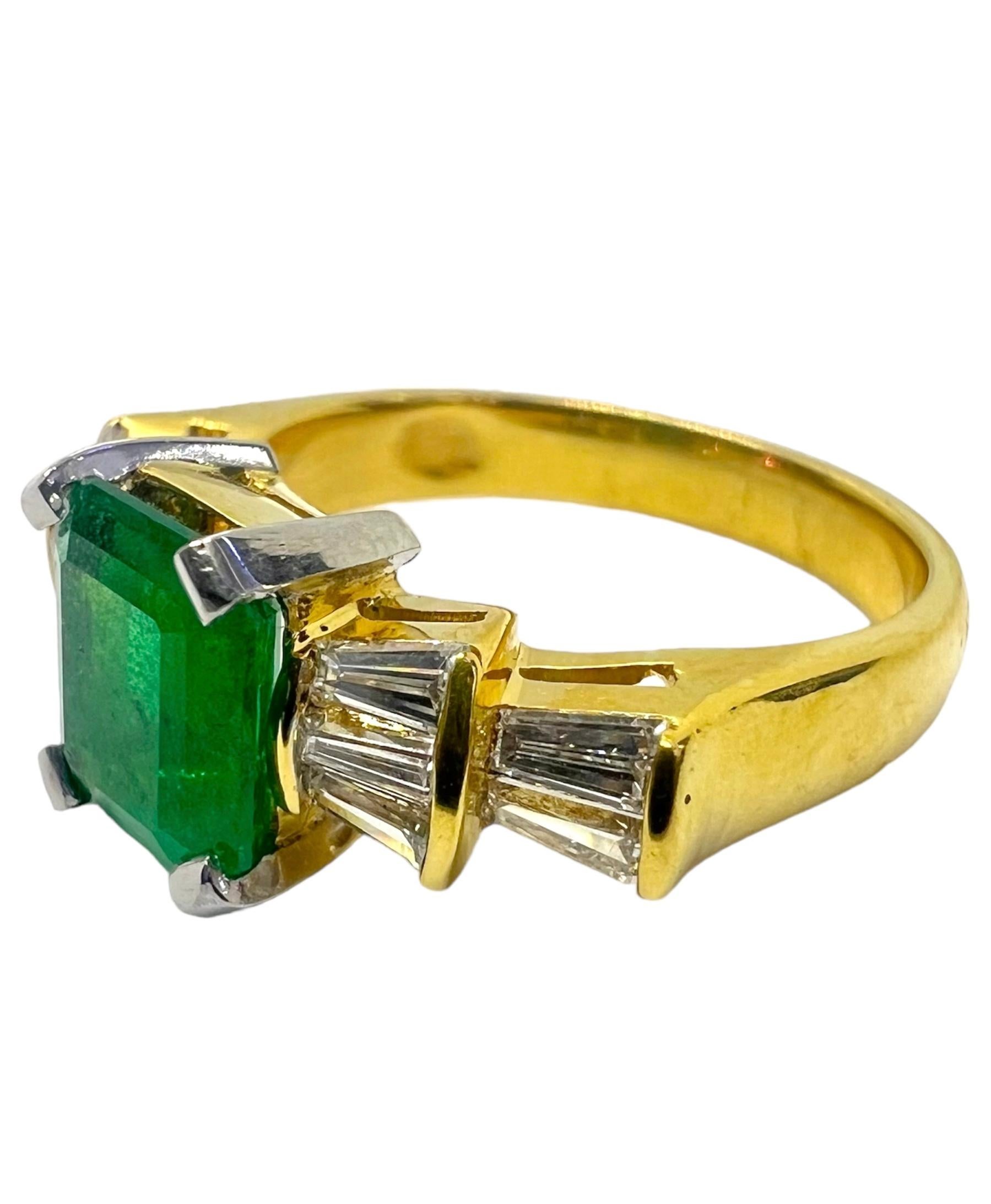 18K yellow gold ring with emerald center stone accentuated with diamonds.

Sophia D by Joseph Dardashti LTD has been known worldwide for 35 years and are inspired by classic Art Deco design that merges with modern manufacturing techniques.