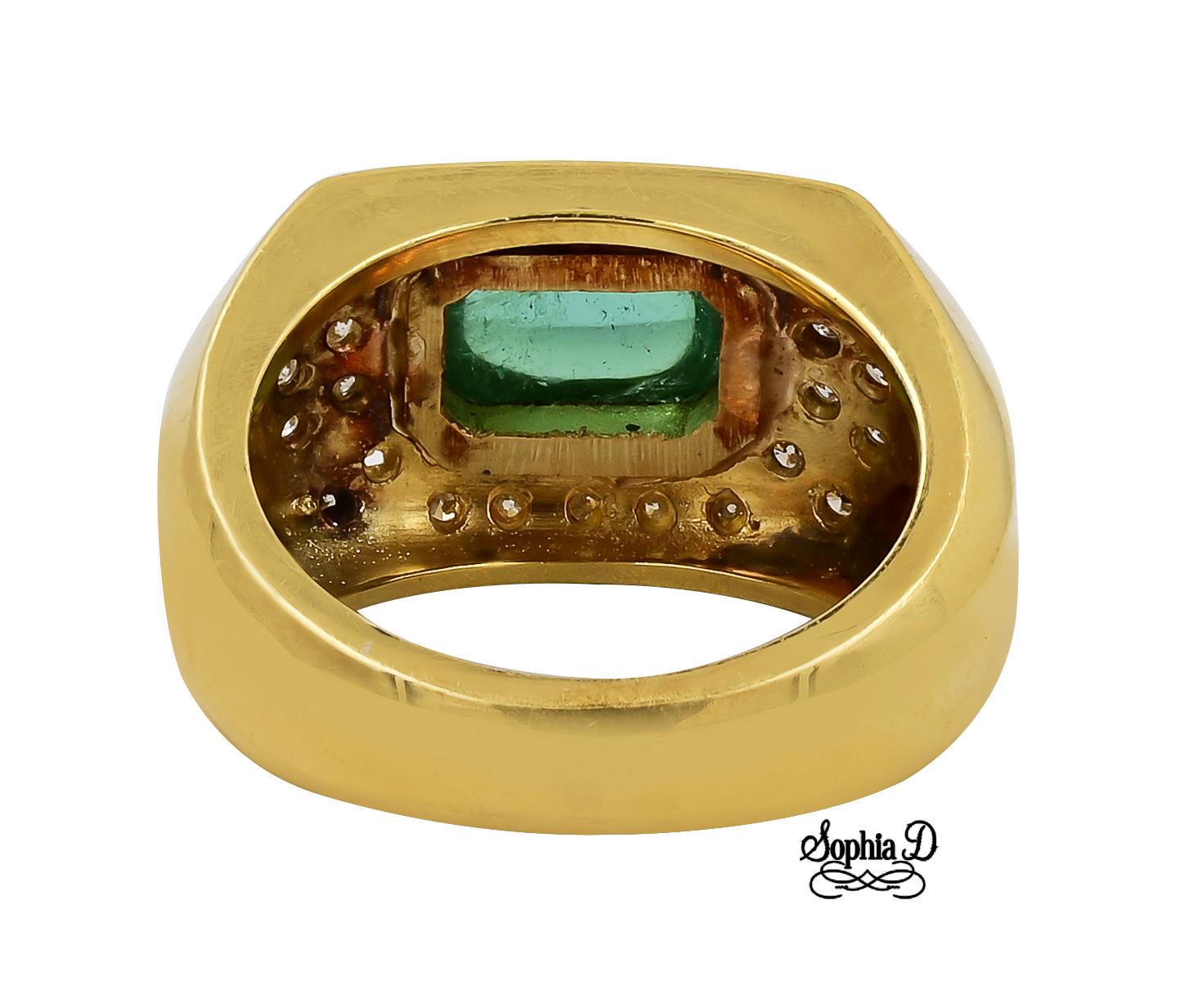 Art Deco Sophia D. 18K Yellow Gold Emerald Ring For Sale