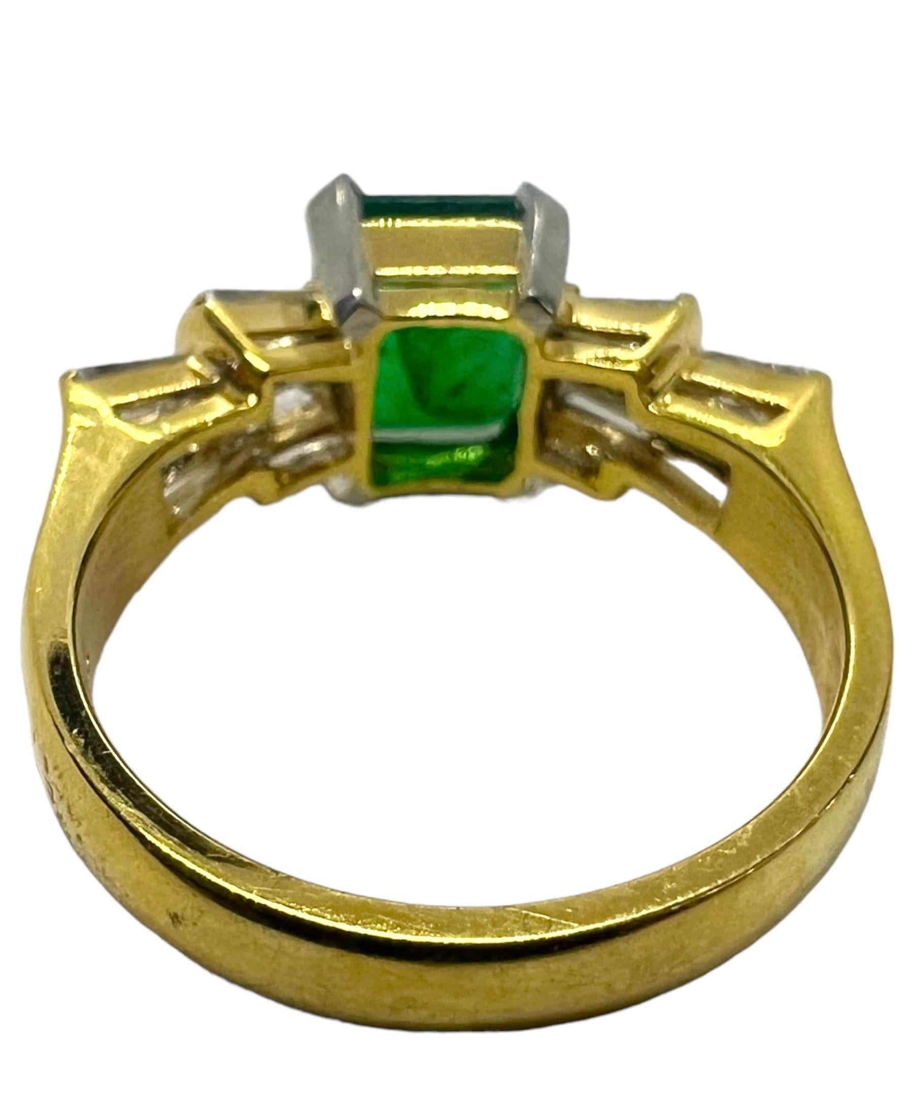 Art Deco Sophia D. 18K Yellow Gold Emerald Ring For Sale
