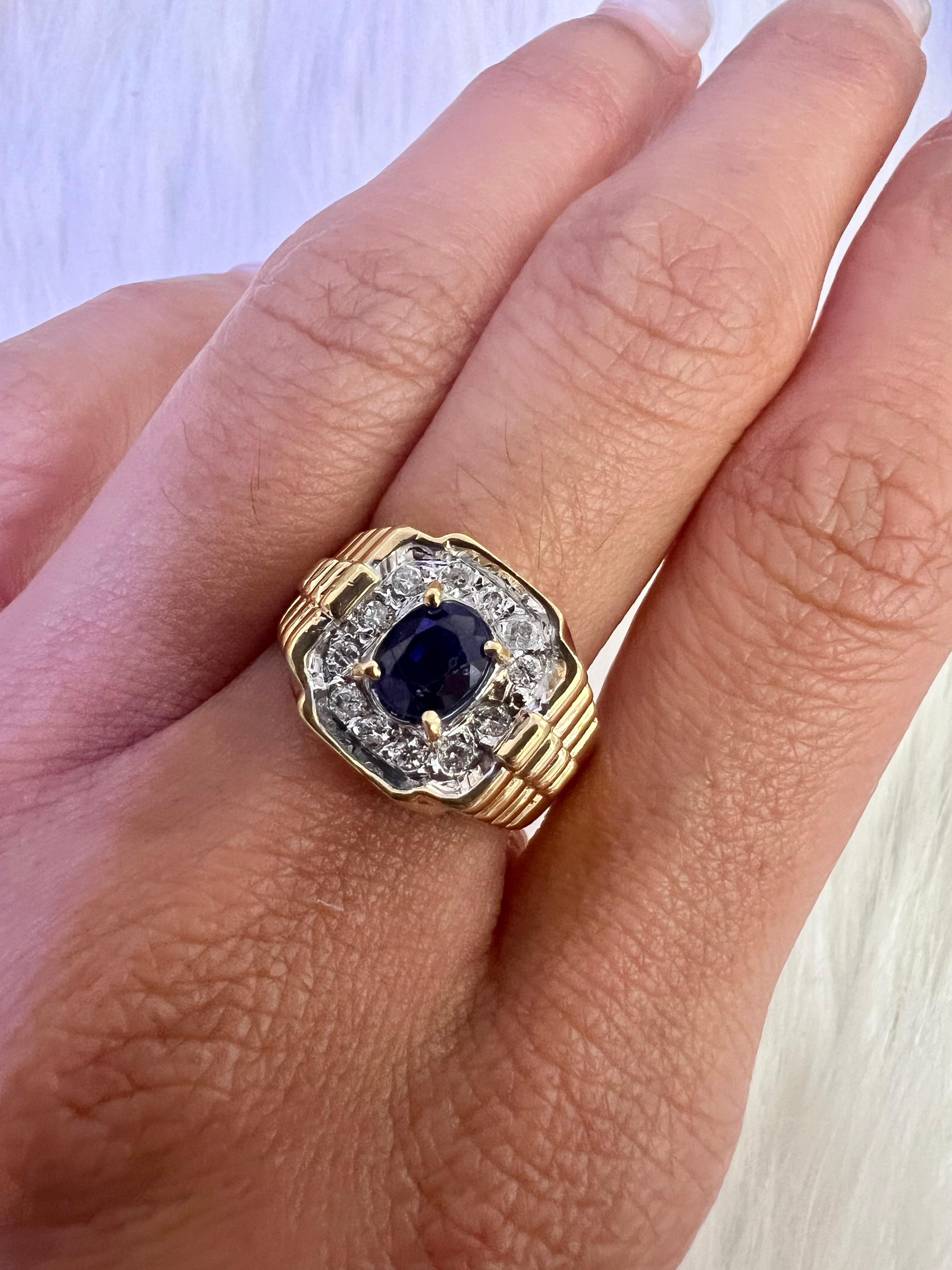 Sophia D. 18K Yellow Gold Ring with Blue Sapphire and Diamonds In New Condition For Sale In New York, NY
