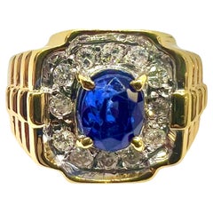 Sophia D. 18K Yellow Gold Ring with Blue Sapphire and Diamonds