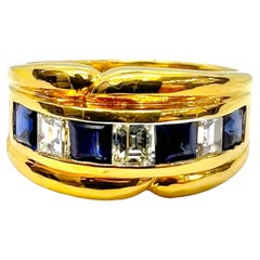 Sophia D. 18K Yellow Gold Ring with Blue Sapphire and Diamonds