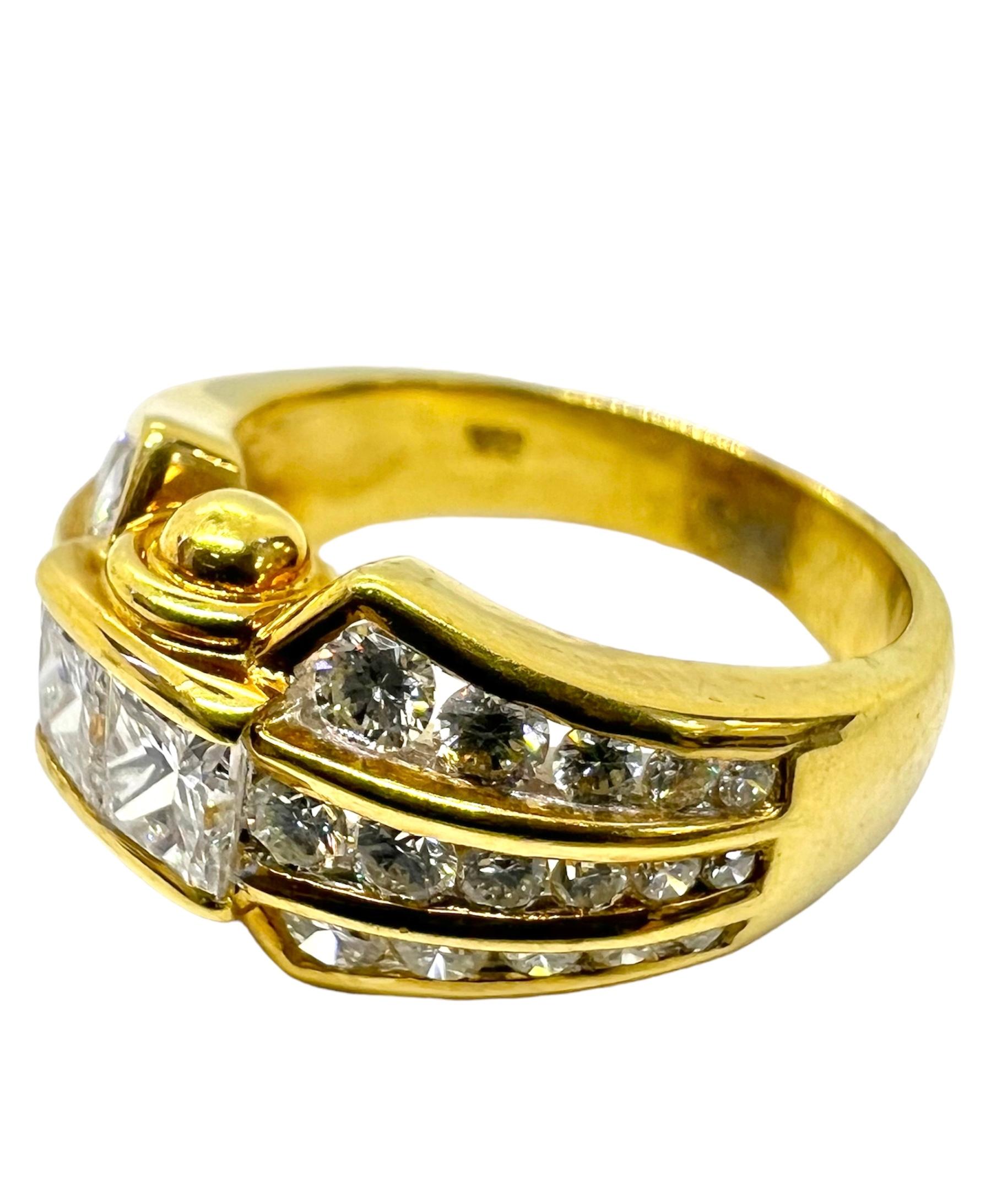 18K yellow gold ring with round diamonds and square cut diamonds.

Sophia D by Joseph Dardashti LTD has been known worldwide for 35 years and are inspired by classic Art Deco design that merges with modern manufacturing techniques.  