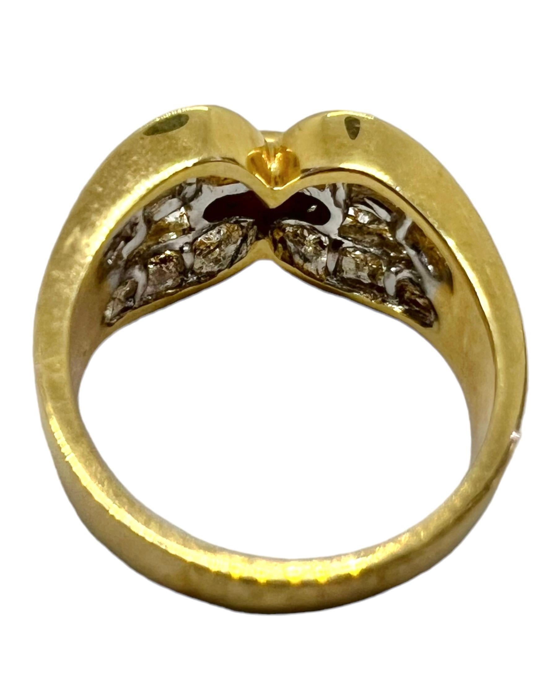 Round Cut Sophia D. 18K Yellow Gold Ring with Diamonds  For Sale