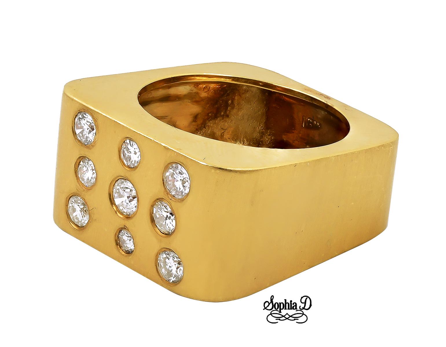 18K yellow gold ring with 9 small round diamonds.

Sophia D by Joseph Dardashti LTD has been known worldwide for 35 years and are inspired by classic Art Deco design that merges with modern manufacturing techniques.  