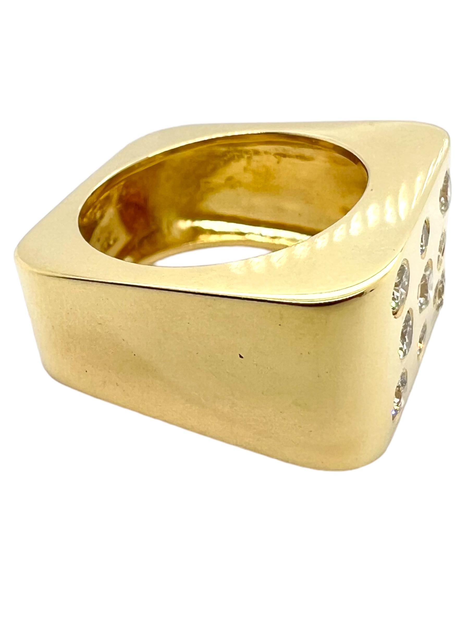 Round Cut Sophia D. 18K Yellow Gold Ring with Round Diamonds For Sale