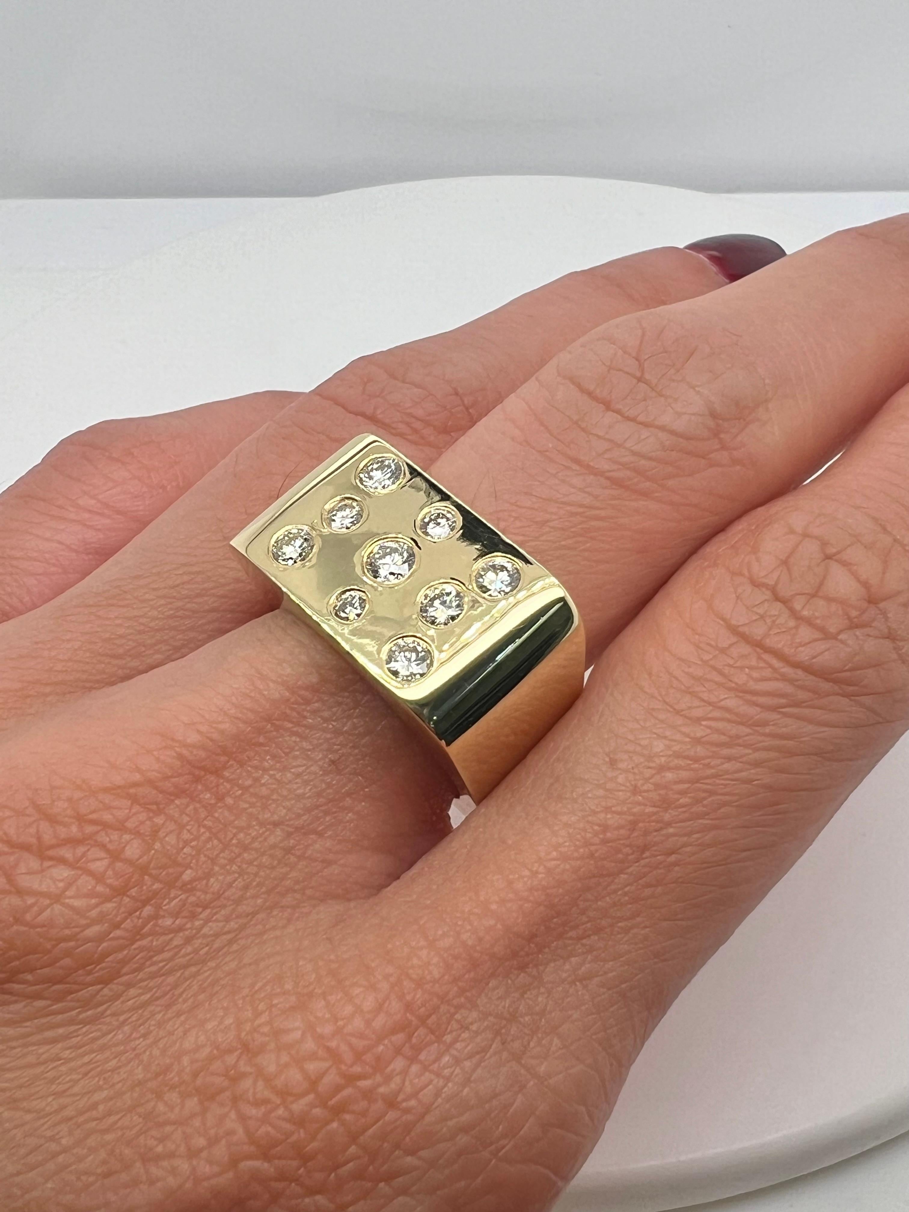 Women's or Men's Sophia D. 18K Yellow Gold Ring with Round Diamonds For Sale