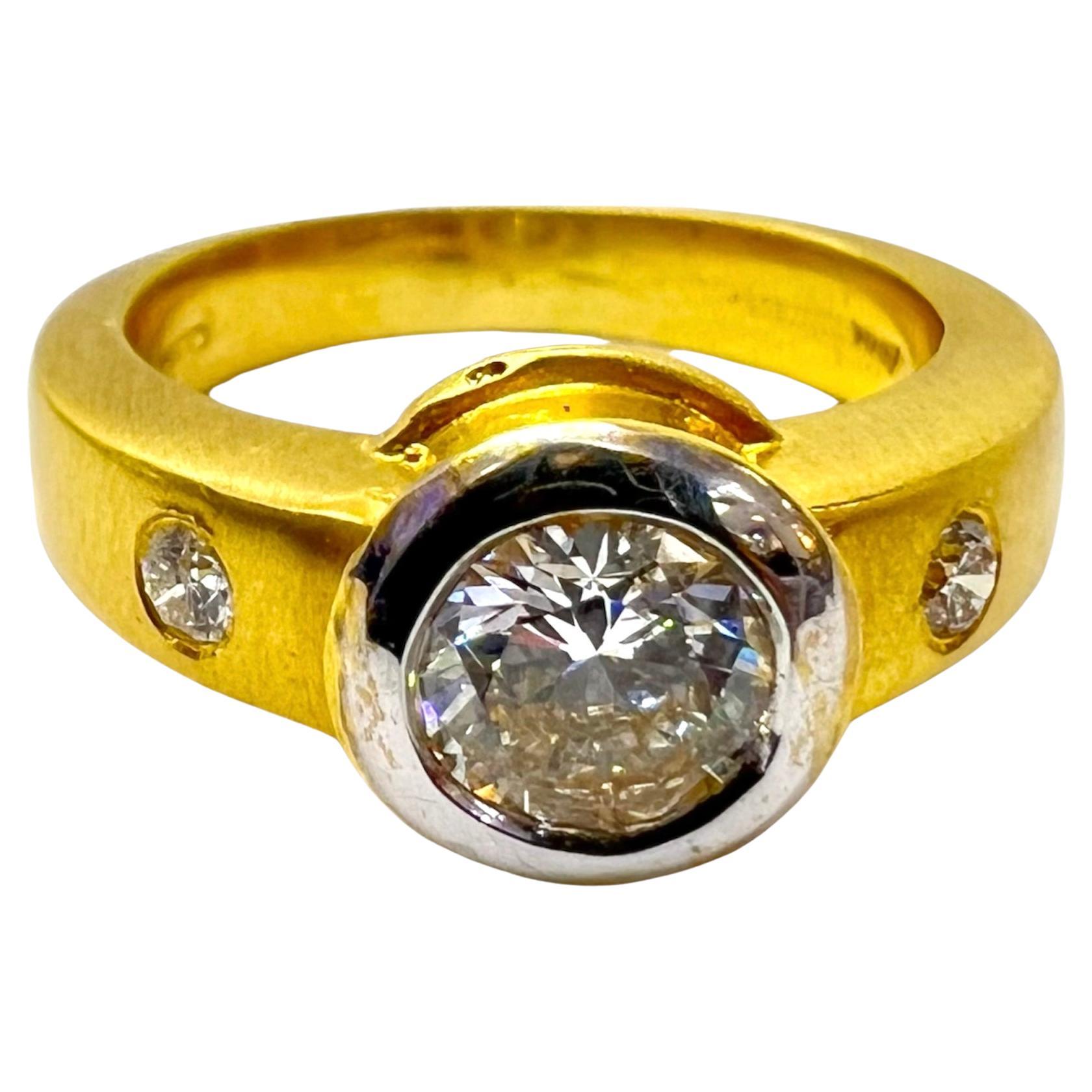 Sophia D. 18K Yellow Gold Round Diamond Ring For Sale