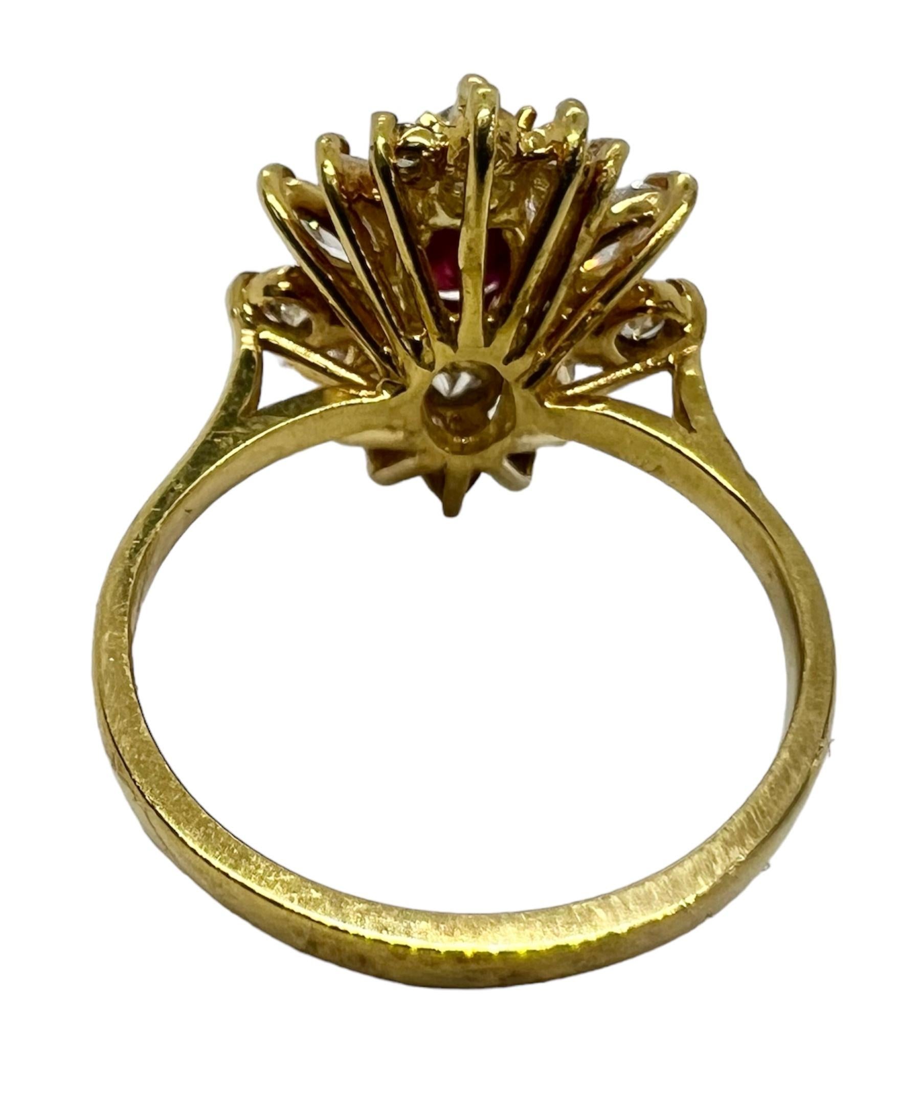 Oval Cut Sophia D. 18K Yellow Gold Ruby and Diamond Ring For Sale