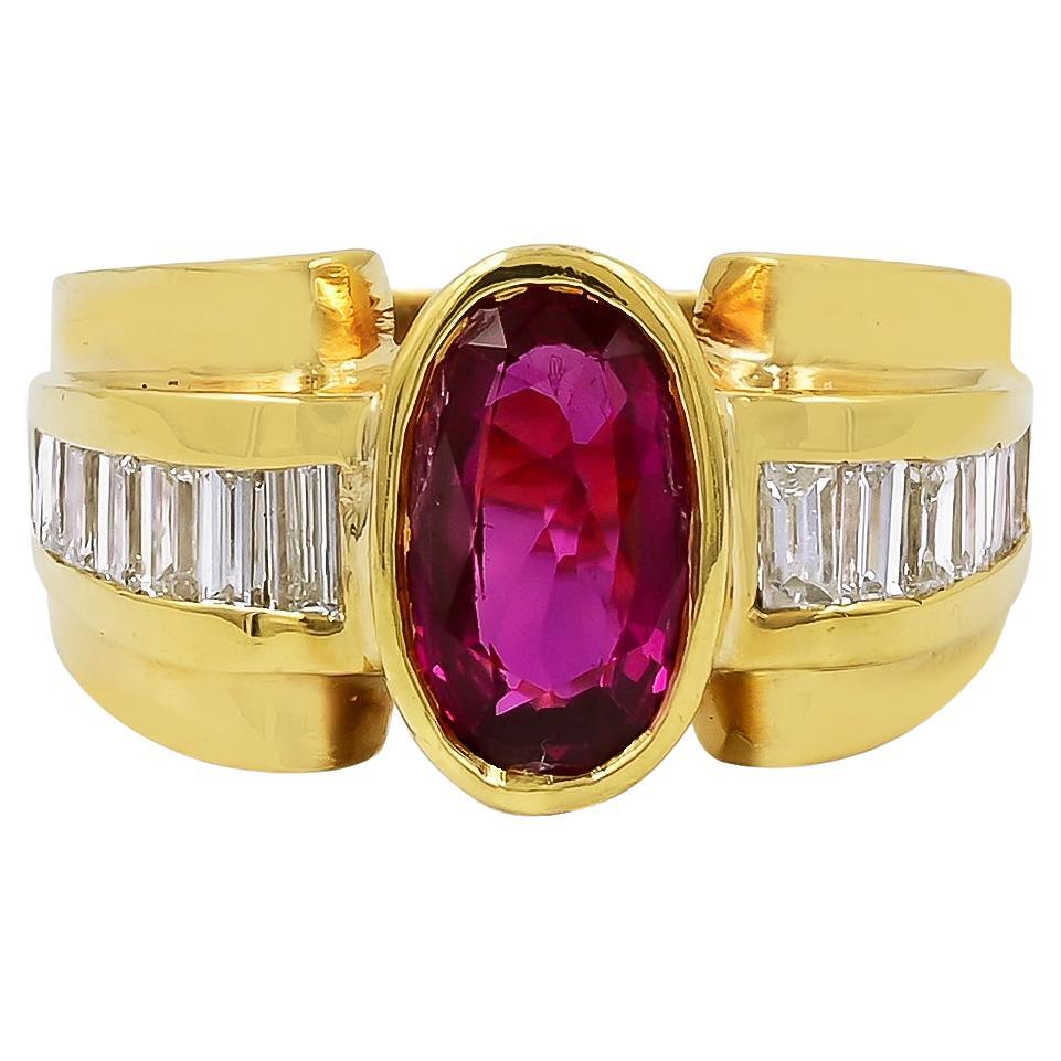 Sophia D. 18K Yellow Gold Ruby and Diamond Ring For Sale