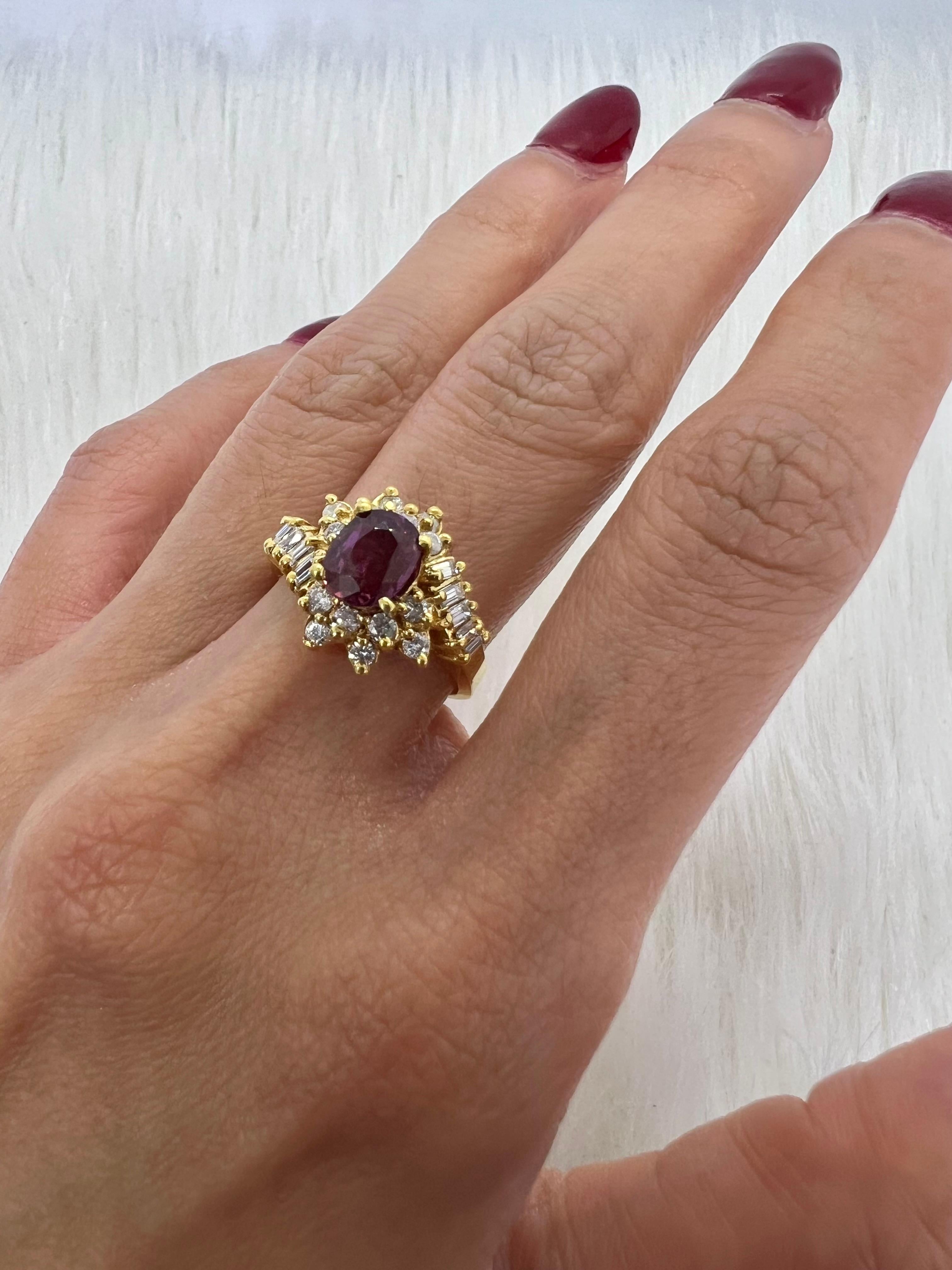 Women's or Men's Sophia D. 18K Yellow Gold Ruby Ring For Sale