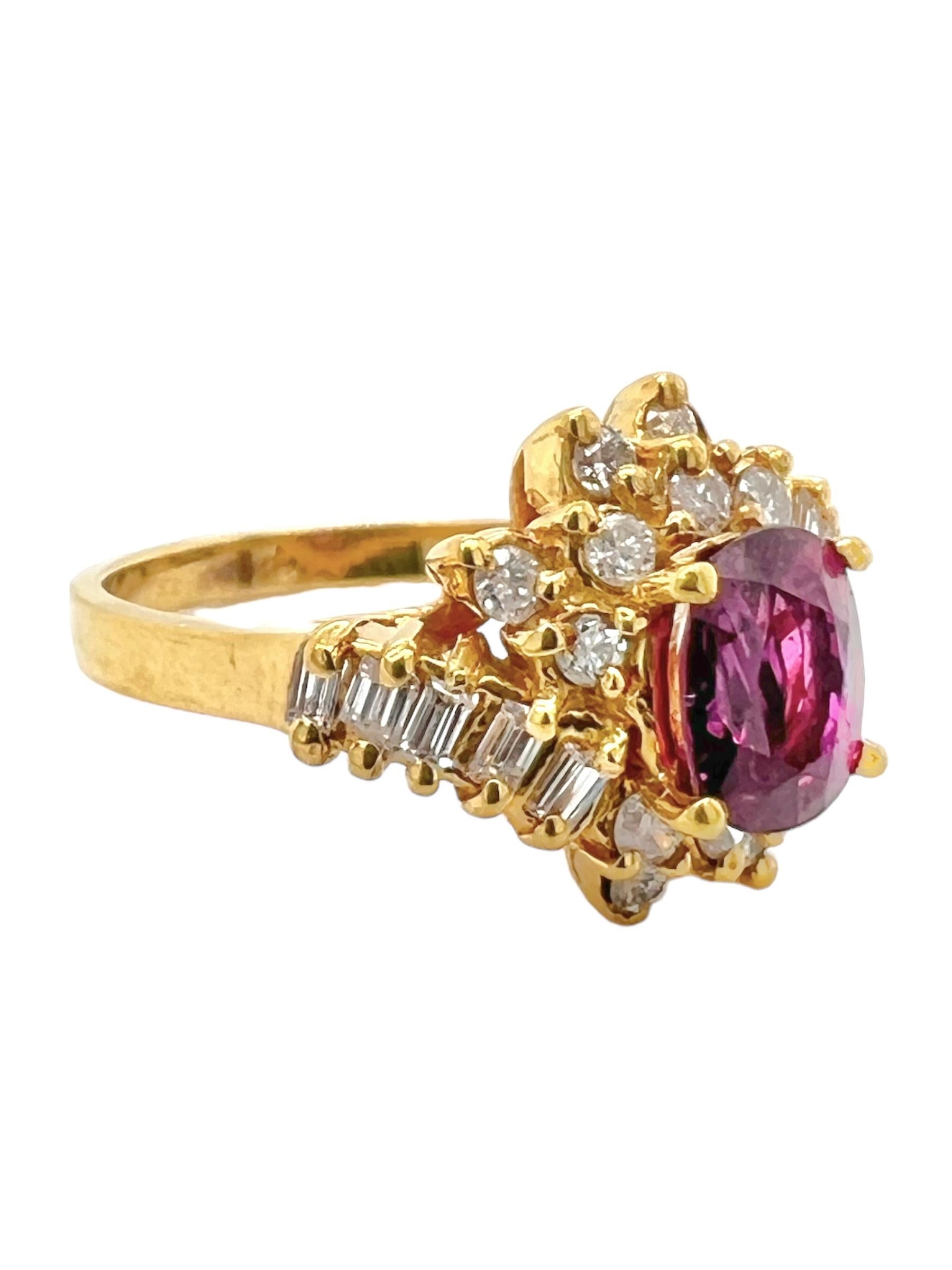Oval Cut Sophia D. 18K Yellow Gold Ruby Ring For Sale