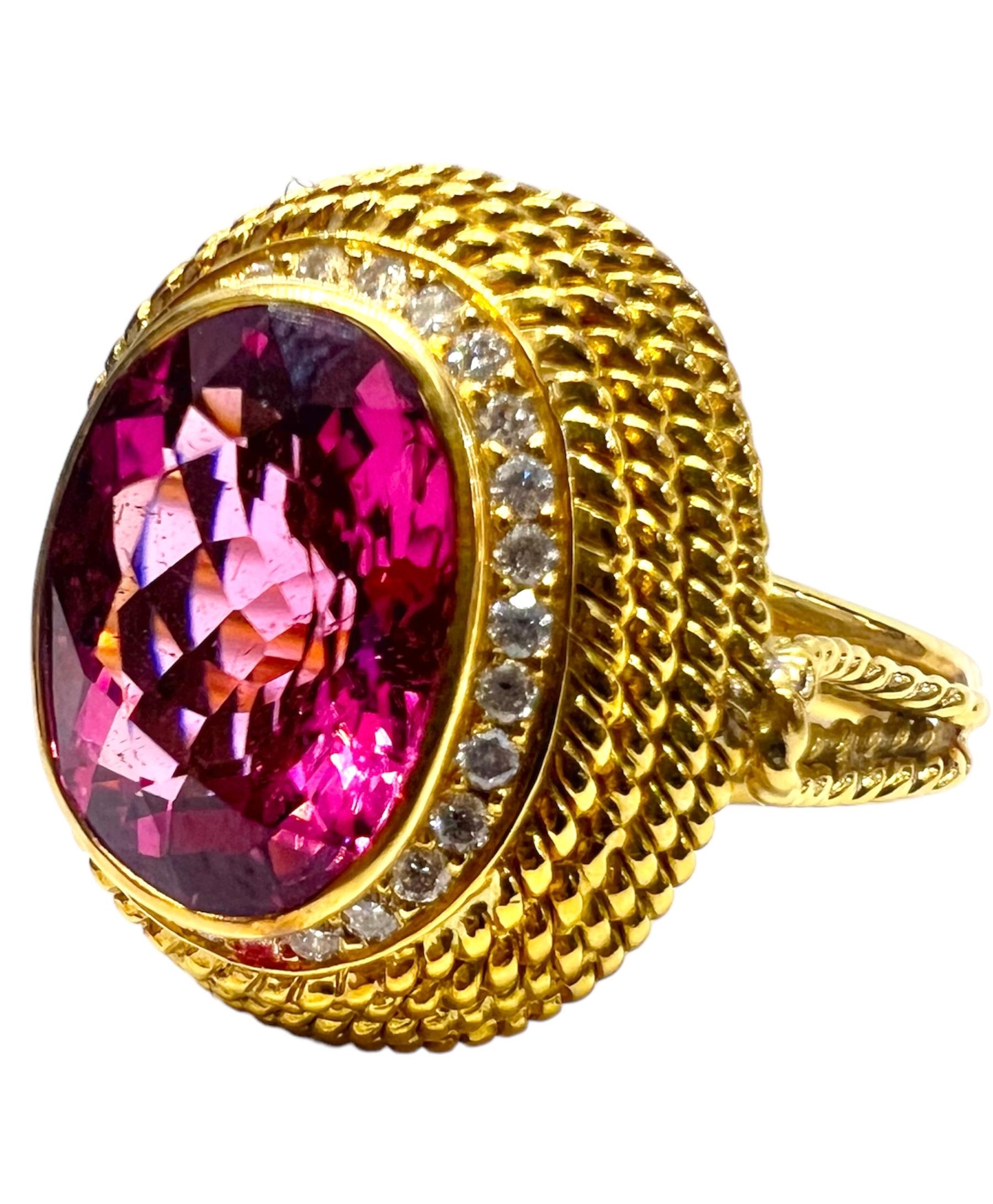 18K yellow gold ring with pink tourmaline.

Sophia D by Joseph Dardashti LTD has been known worldwide for 35 years and are inspired by classic Art Deco design that merges with modern manufacturing techniques.