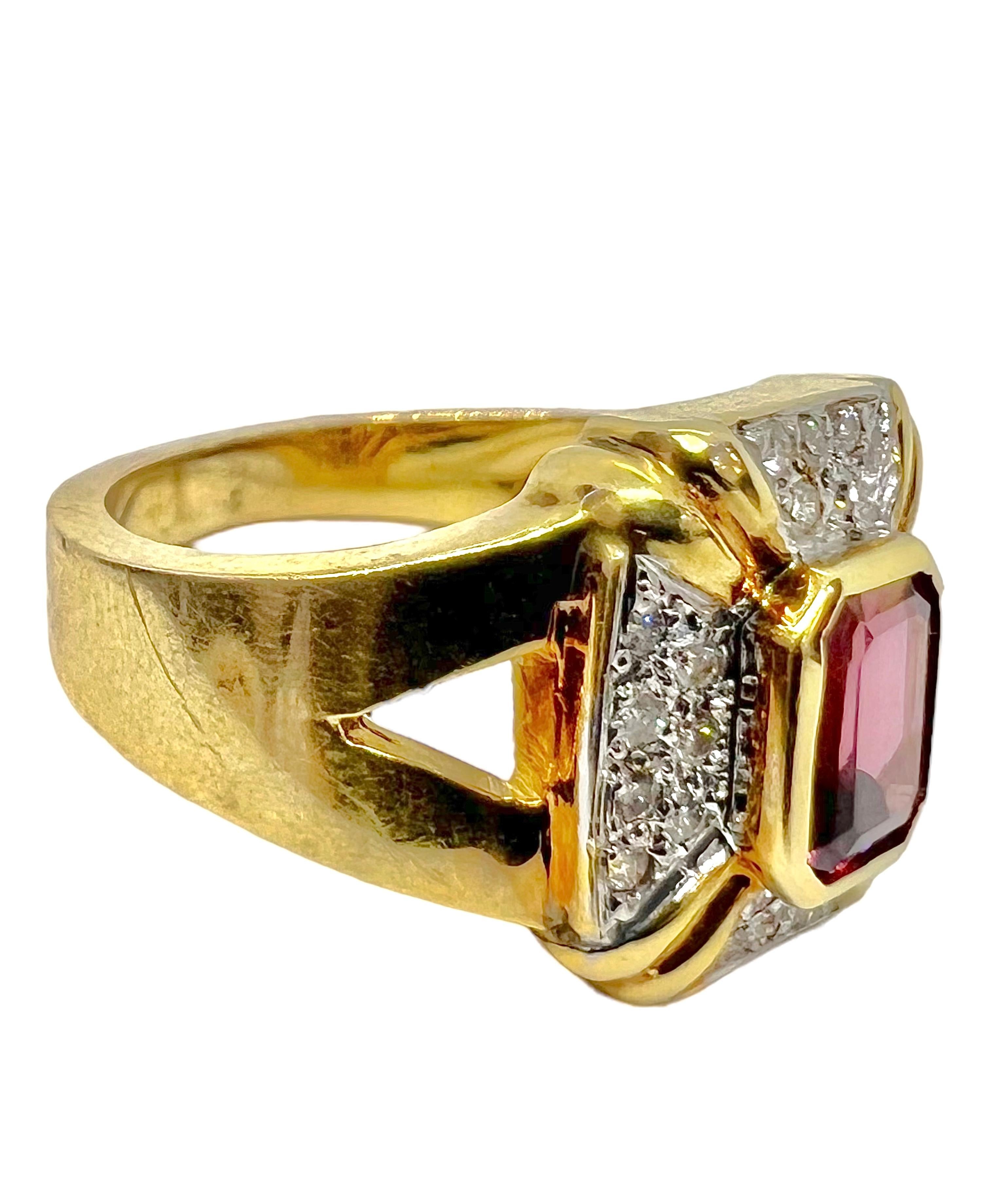 Art Deco Sophia D. 18K Yellow Gold Tourmaline Ring For Sale
