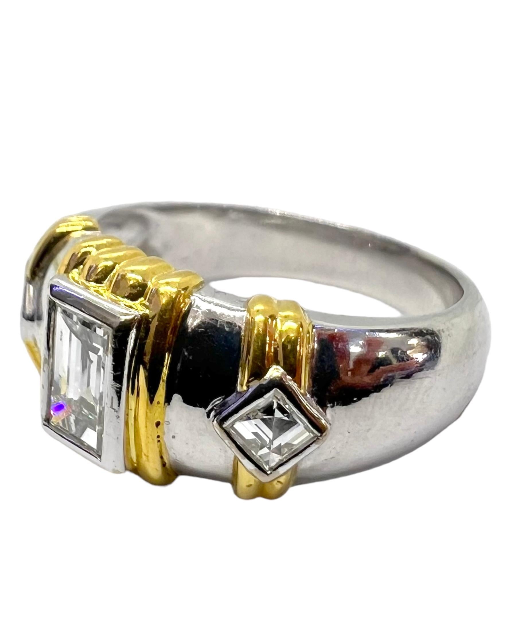 18K yellow gold and white gold ring with emerald cut diamond and square cut diamond.

Sophia D by Joseph Dardashti LTD has been known worldwide for 35 years and are inspired by classic Art Deco design that merges with modern manufacturing