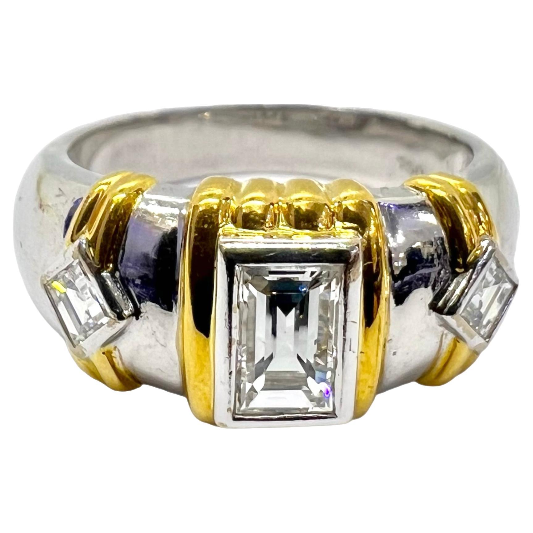 Sophia D. 18K Yellow & White Gold Diamond Ring For Sale