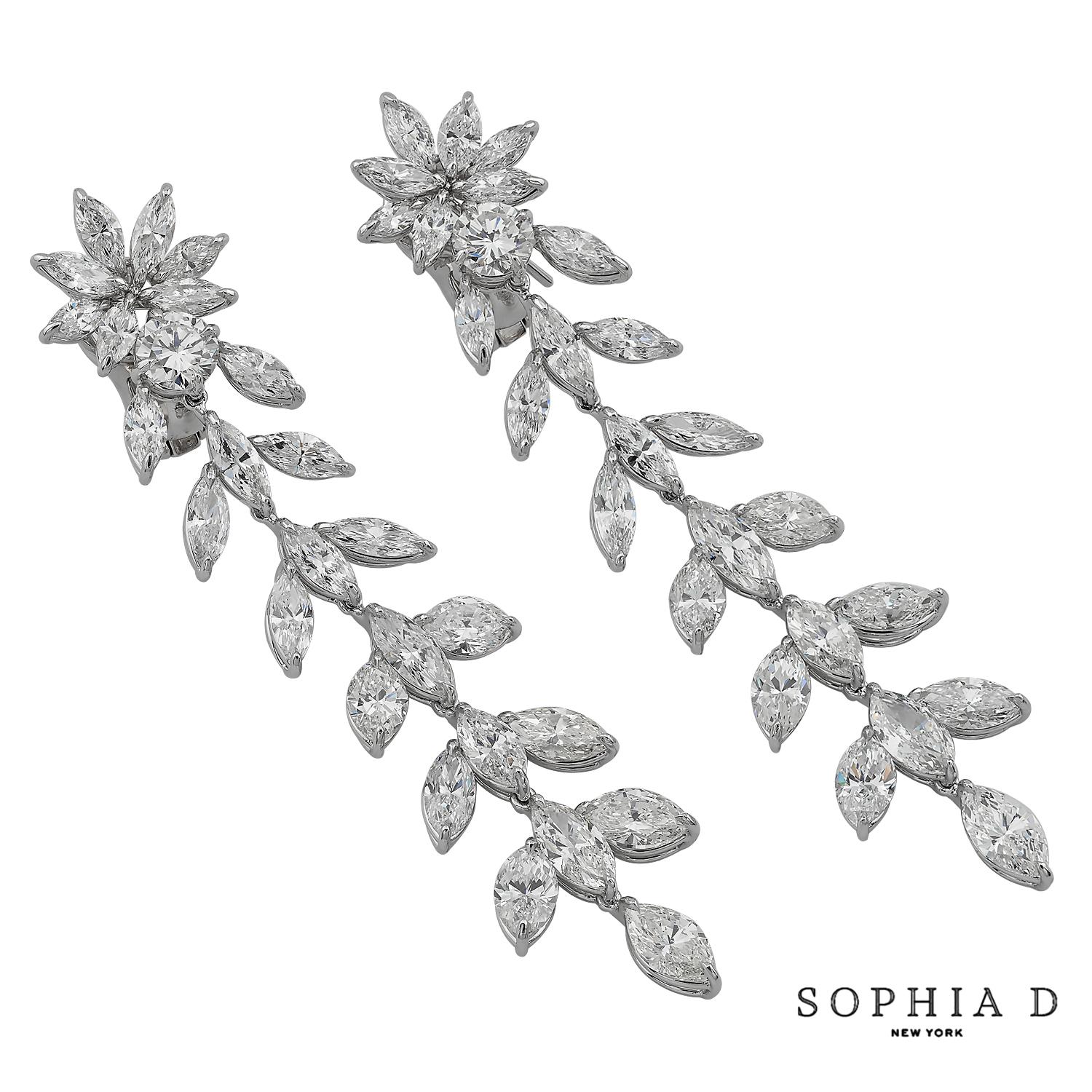 Taglio marquise Sophia D. Orecchini con diamanti da 19.16 carati in vendita