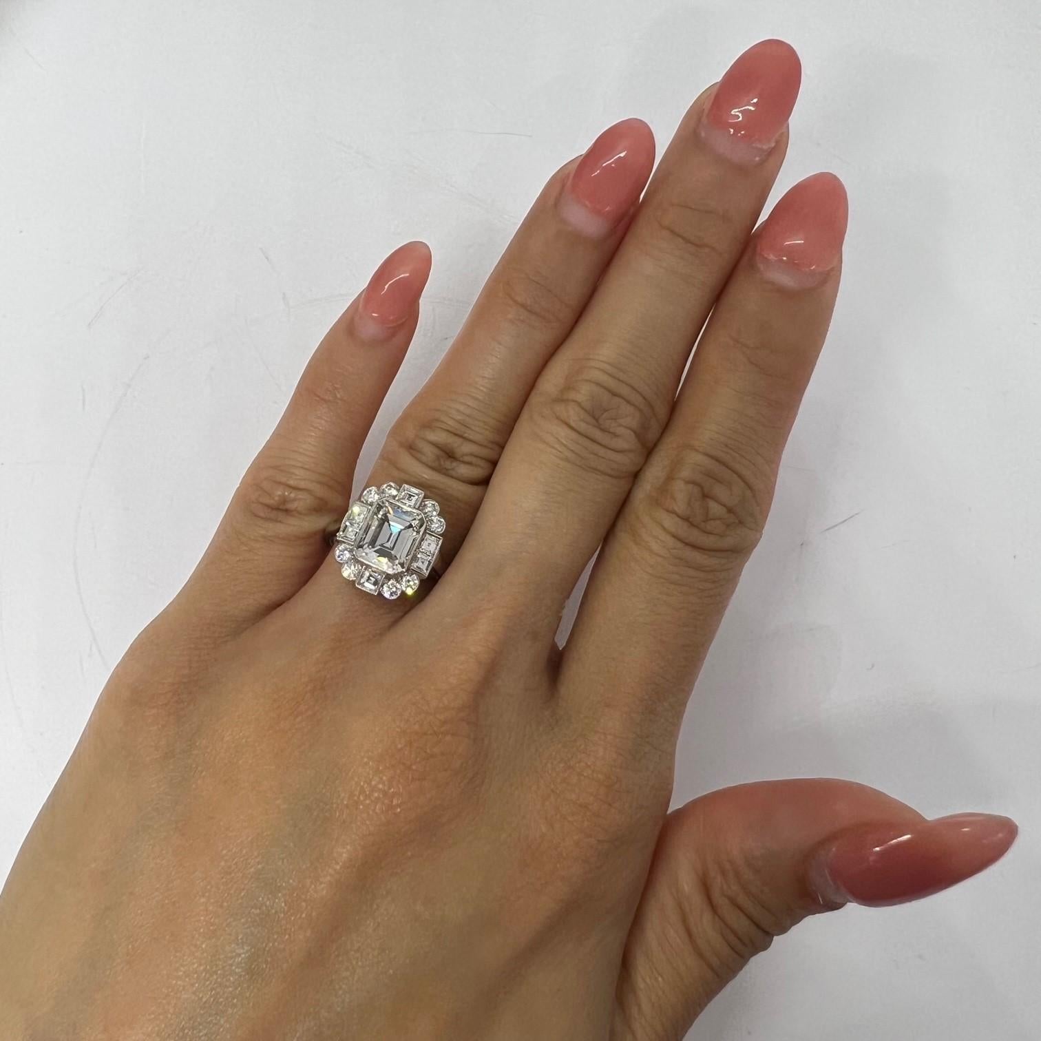 Women's or Men's Sophia D. 1.94 Carat Diamond Art Deco Platinum Ring  For Sale