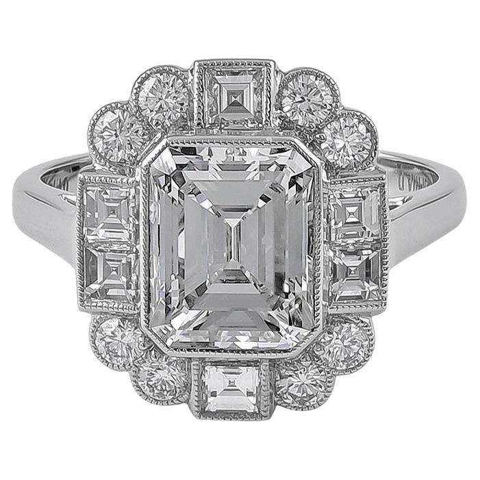 Sophia D. 1.94 Carat Diamond Art Deco Platinum Ring 