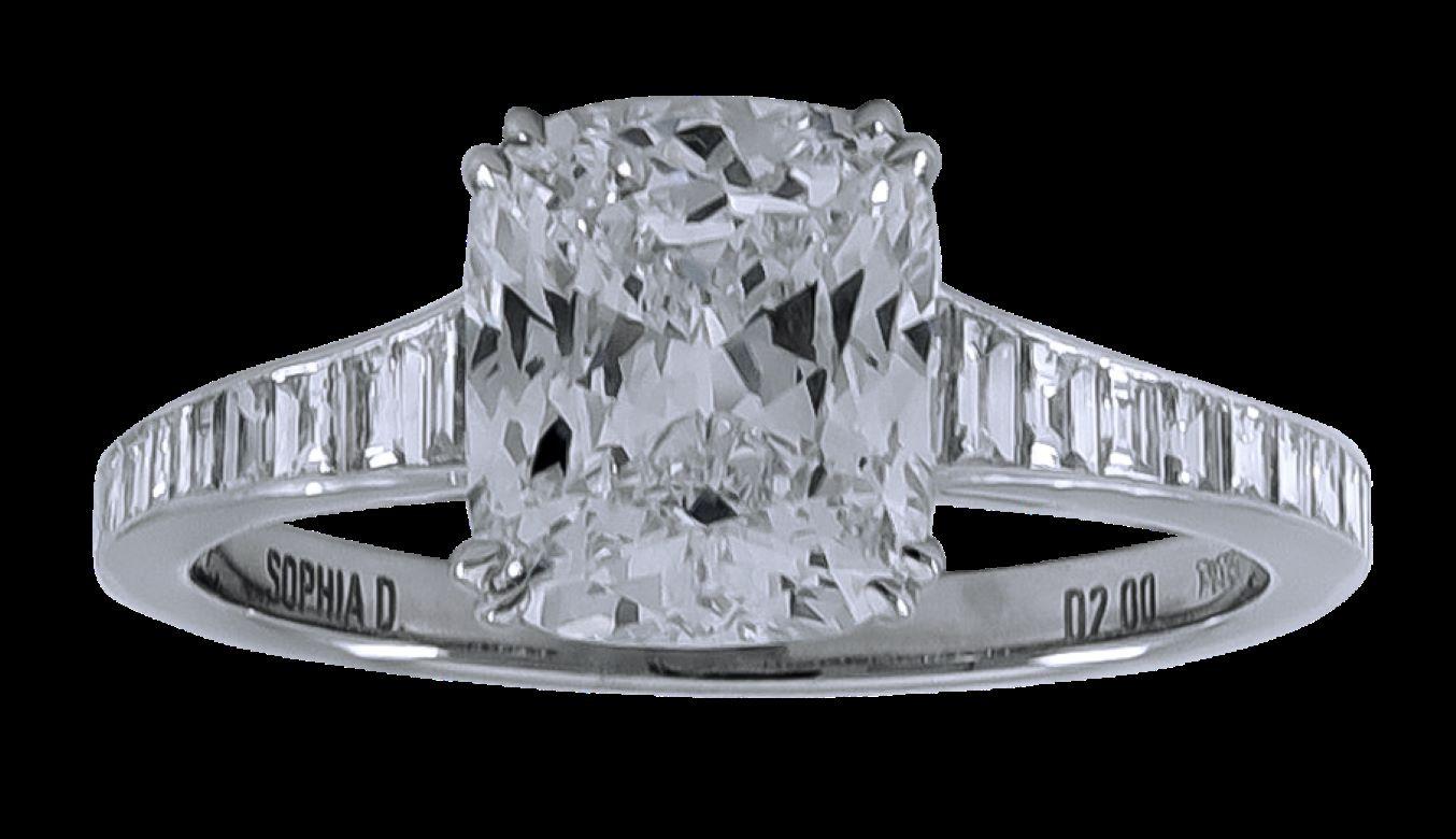 Sophia D Platinum Ring that features 2.00 carat of round diamond as a center stone surrounded with 1.25 carats of diamonds.

The ring size is a 6.5 and available for resizing.

Sophia D by Joseph Dardashti LTD has been known worldwide for 35 years