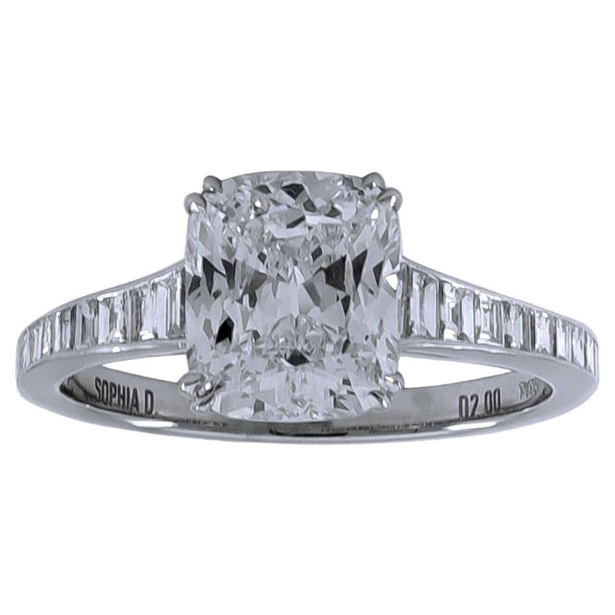 Sophia D. 2.00 Carat Diamond Engagement Ring in Platinum Setting For Sale
